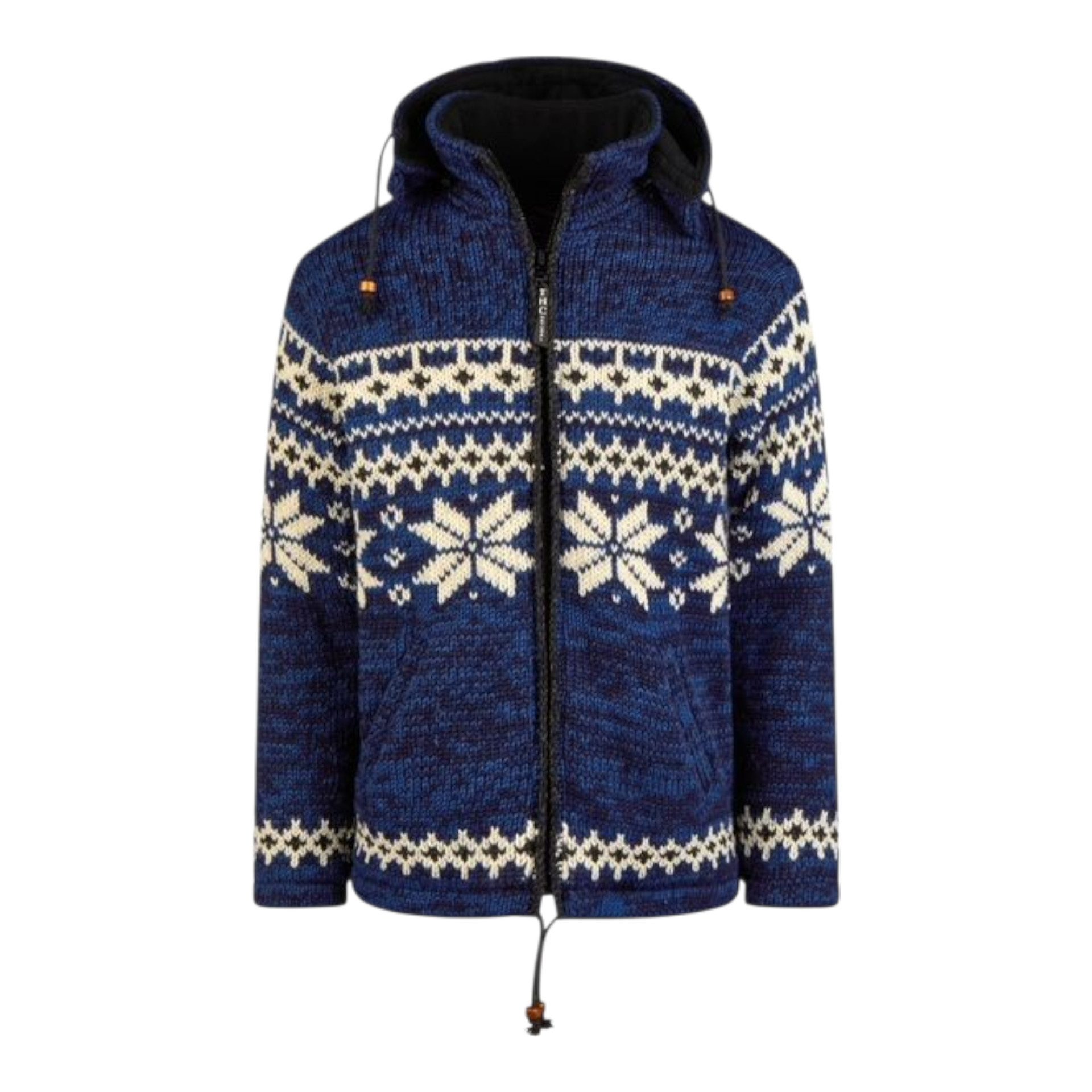 THC Natural Line Strickjacke THC Schafwollstrickjacke Norweger blau 605 (1 Stück, 1-tlg., 1 Stück) abnehmbare Kapuze
