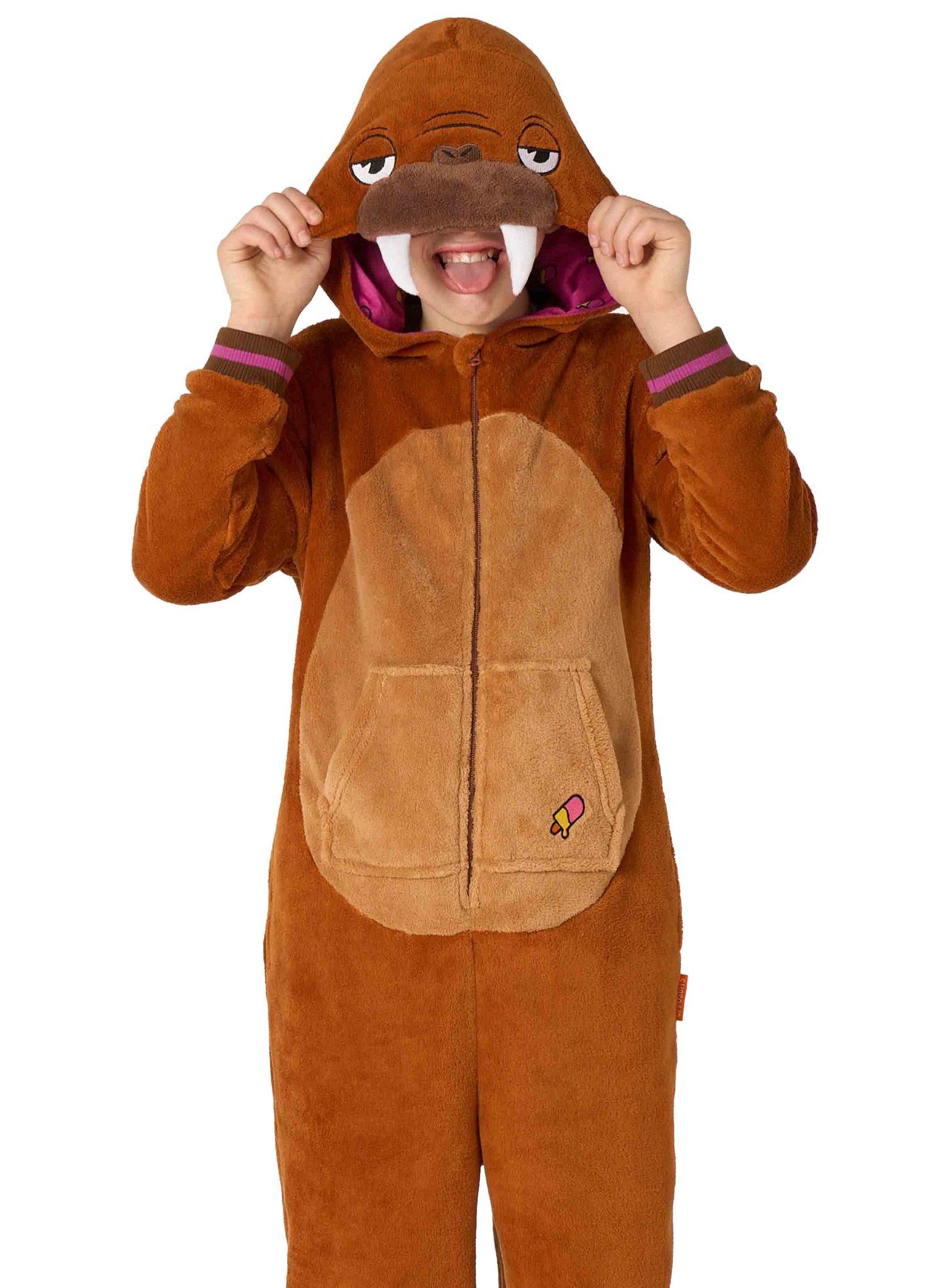 Opposuits Kostüm Walross Onesie für Kinder, Der Overall beweist: jedes Tier eignet sich zum Kuscheln!