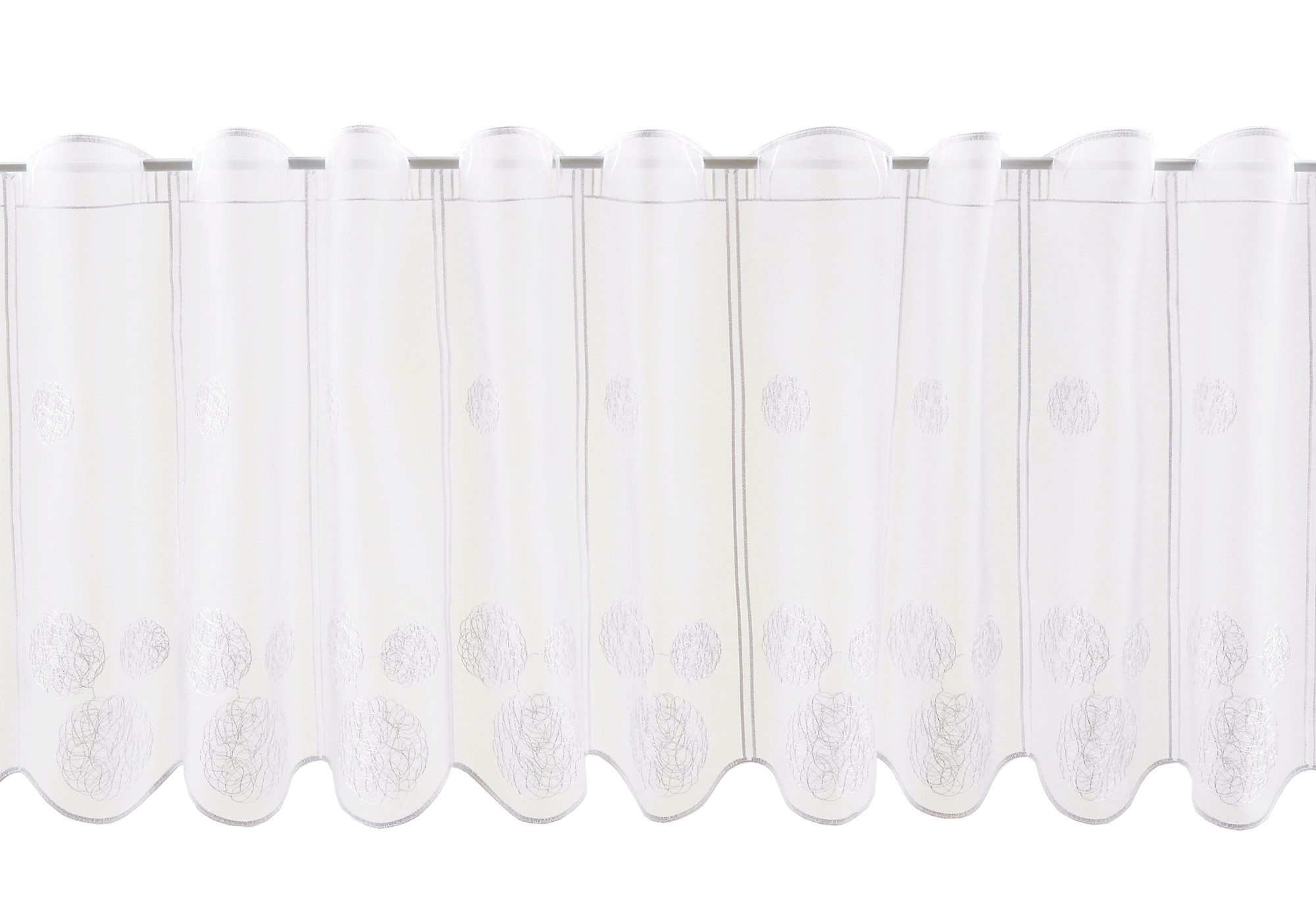 Gardinen Kranzusch Scheibengardine bestickte Kugeln (1 St), Stangendurchzug, transparent, Stablöcher,transparent,verschiedene Höhen, Breiten