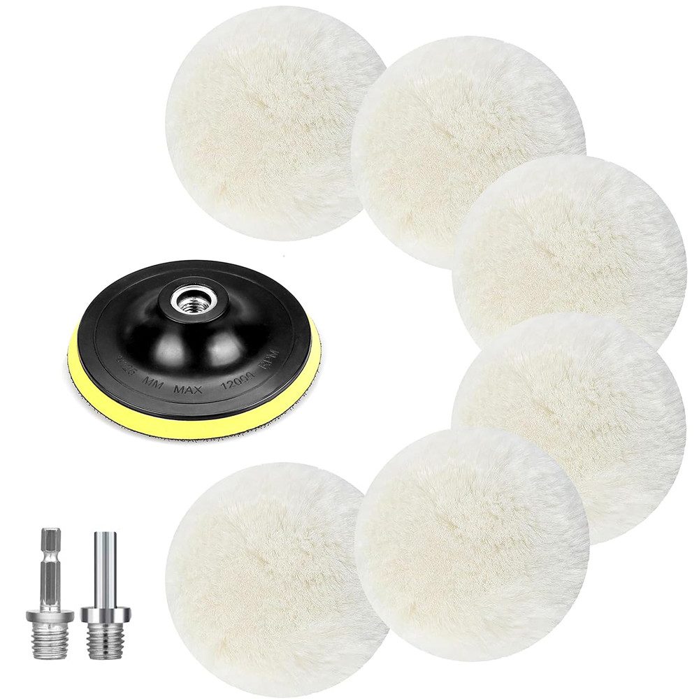 AFKSMILE Polierpad 9 Stück Polieraufsatz Winkelschleifer, 125mm Polierscheibe Polierpads, Auto Polierhaube für Exzenterschleifer Mit Klett Für Auto, Korkböden
