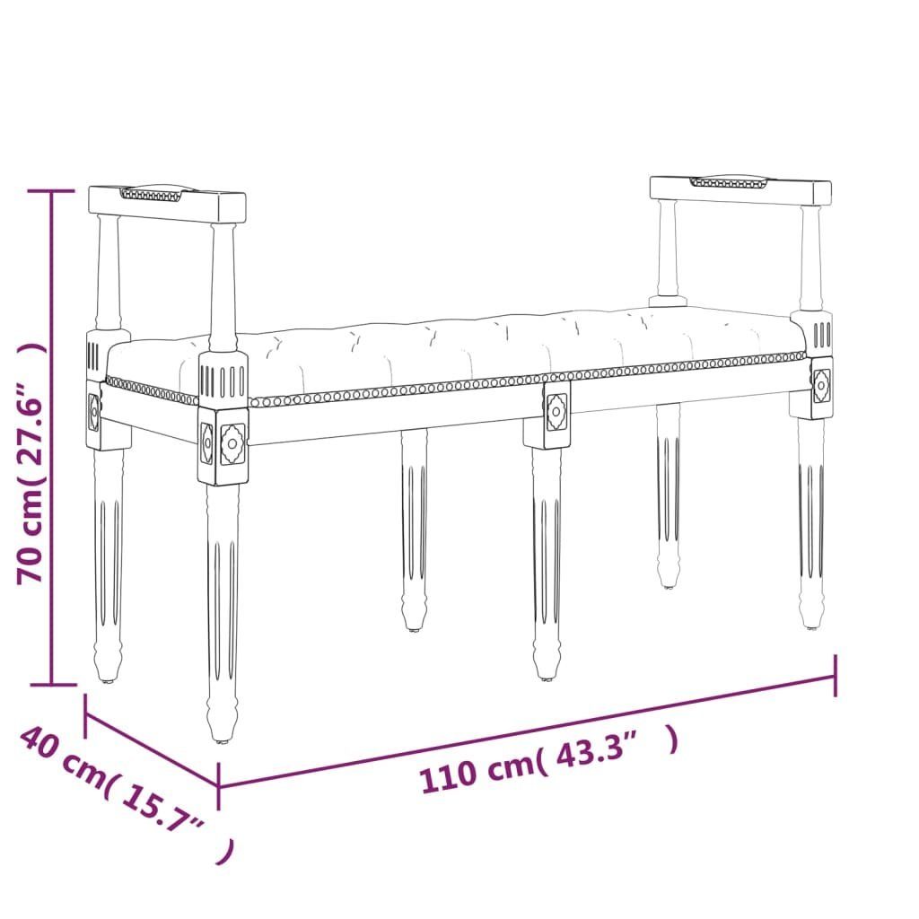 110x40x70 Dunkelgrau cm vidaXL Sitzbank Sitzbank Stoff