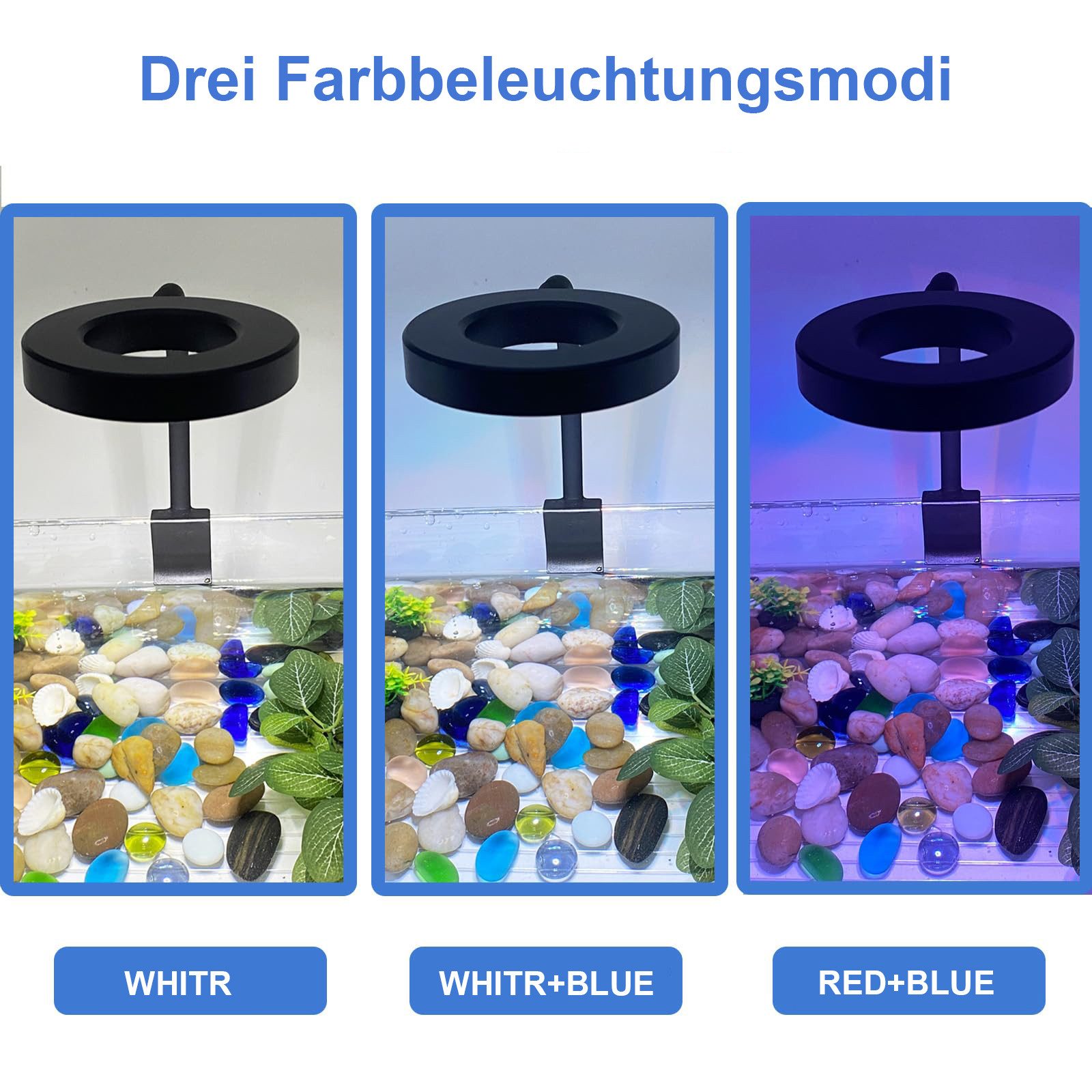 Jibenhome LED Aquariumleuchte Aquarium Lampe Dimmbare Aquariumbeleuchtung Clip-on Fisch Tank Licht, Aquarium Licht 6W mit 3 Modi & 10 Leuchtstufen Unterwasserbeleuchtung