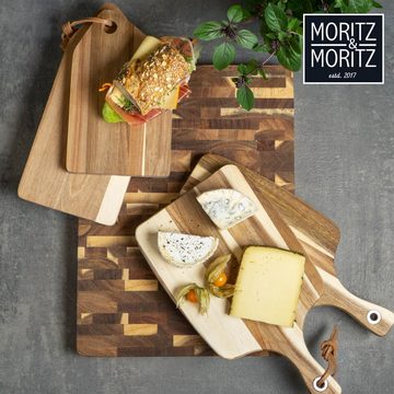 Moritz & Moritz Schneidebrett 2X Frühstücksbrettchen Holz, Akazienholz, (Akazienholz), 1,6 cm dick - Antibakterielles Akazie Holz-Brettchen für eine stilvolle Brotzeit
