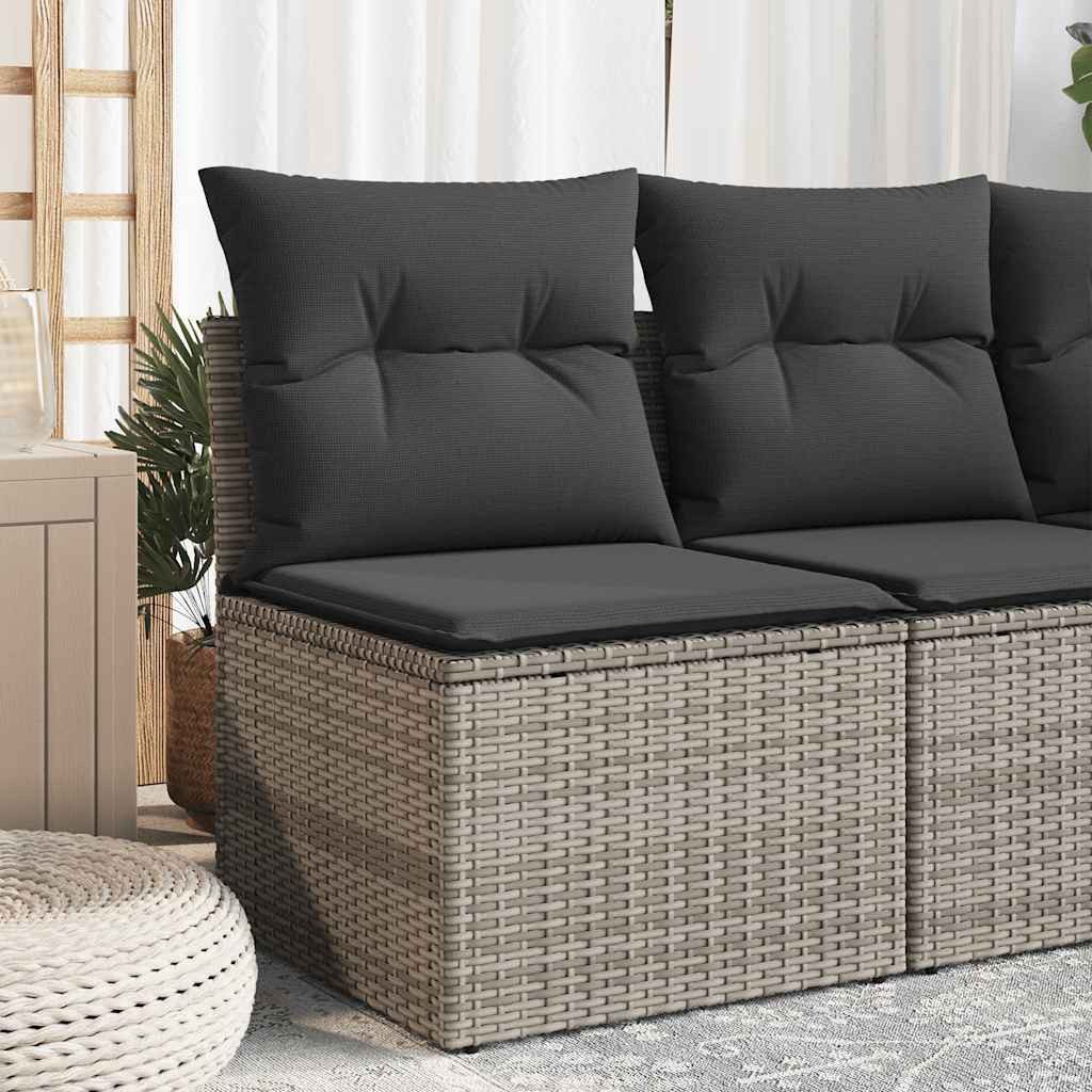 vidaXL Loungesofa Gartensofa ohne Armlehnen mit Kissen Grau Poly Rattan, 1 Teile