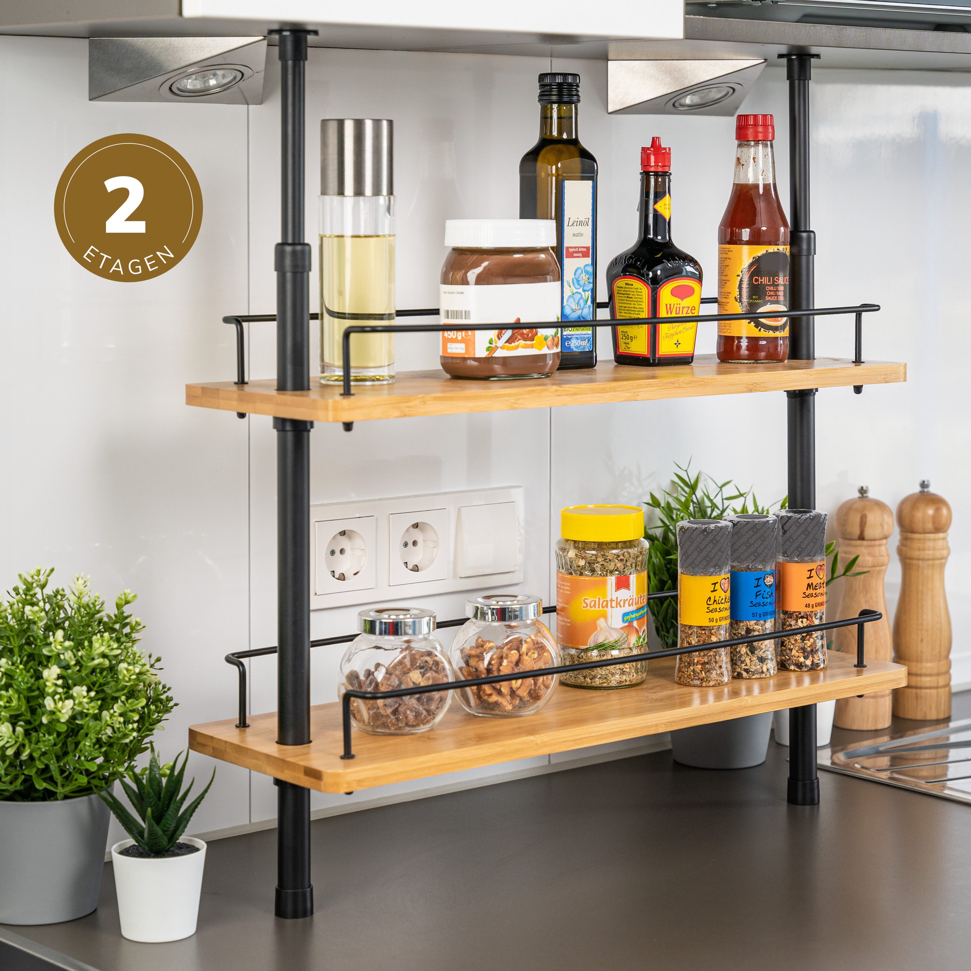 bremermann Spannregal Teleskop-Regal, Teleskopgewürzregal, 2 Regale, Bambus günstig online kaufen