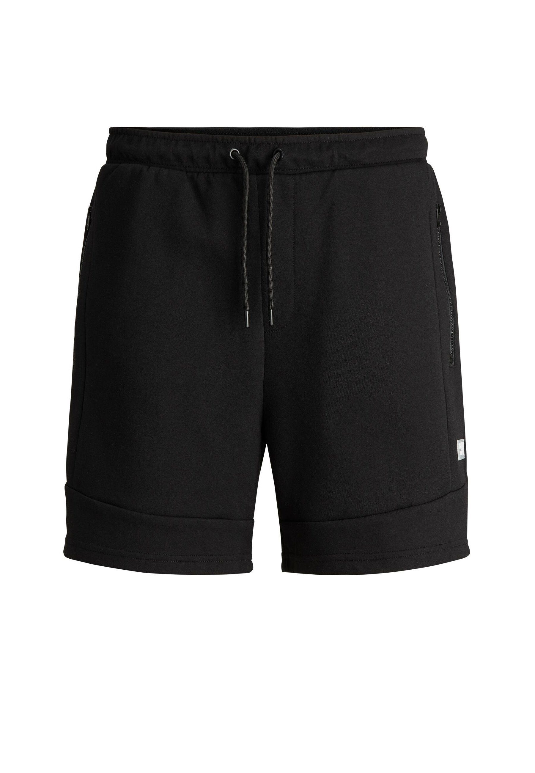 Jack & Jones Sweatshorts Logo-Aufnäher schwarz Shorts mit Weiche SHORTS SWEAT (1-tlg) STAIR