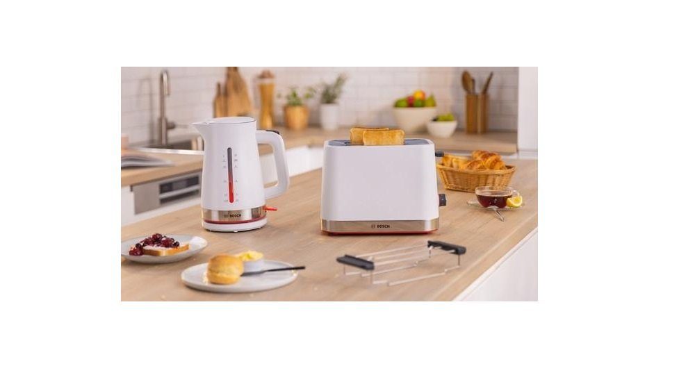 BOSCH Toaster TAT4M221, für 2 Scheiben Krümelschublade Sicherheitsabschaltung weiß