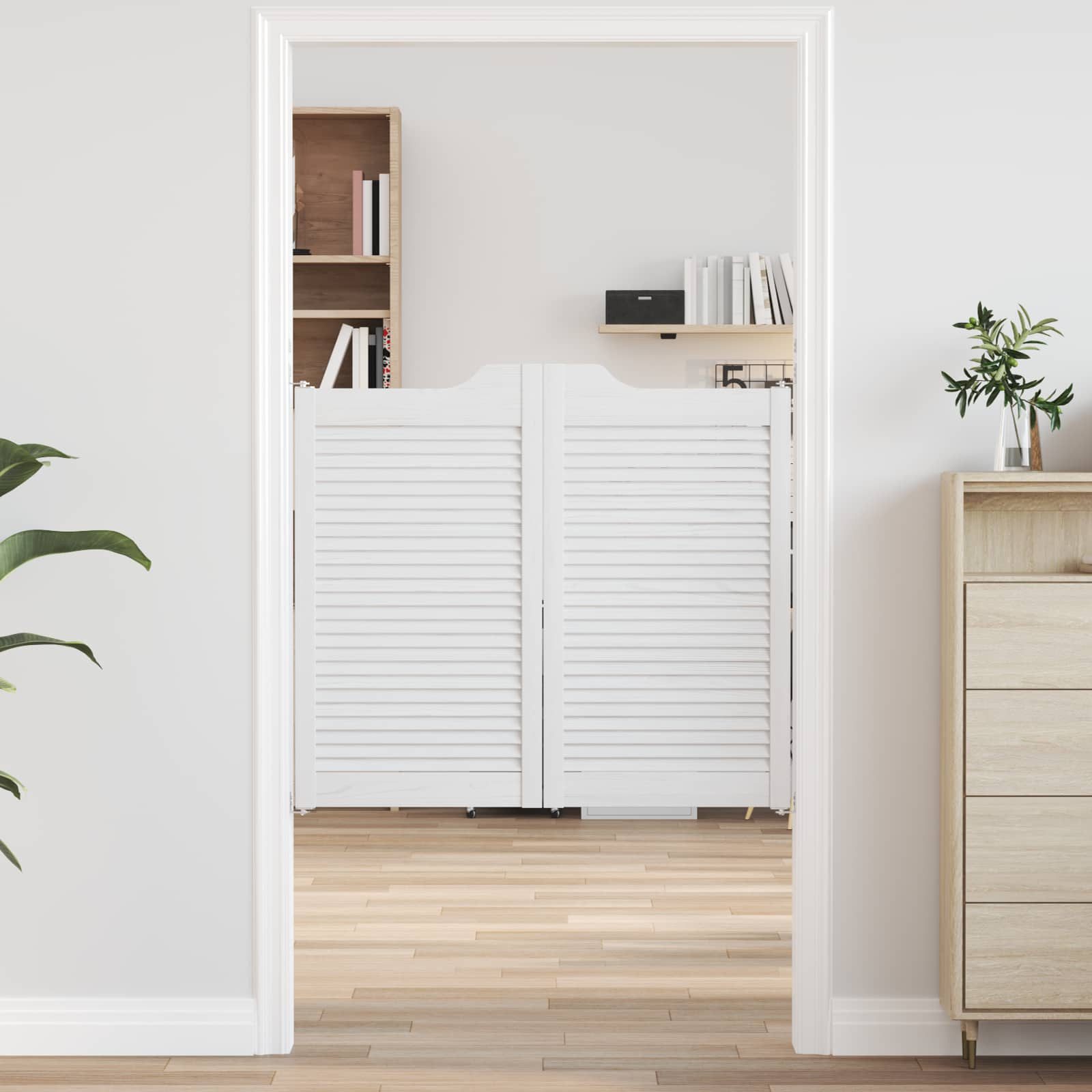 vidaXL Haustür Schwingtüren Weiß 90 x 50 cm Massives Kiefernholz (1-St)