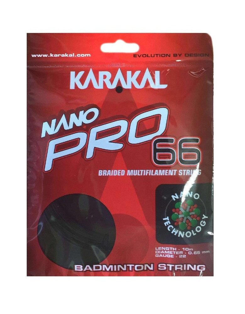 Karakal Badmintonsaite Nano Pro 66 schwarz 10m Set, Saitendicke: 0.66