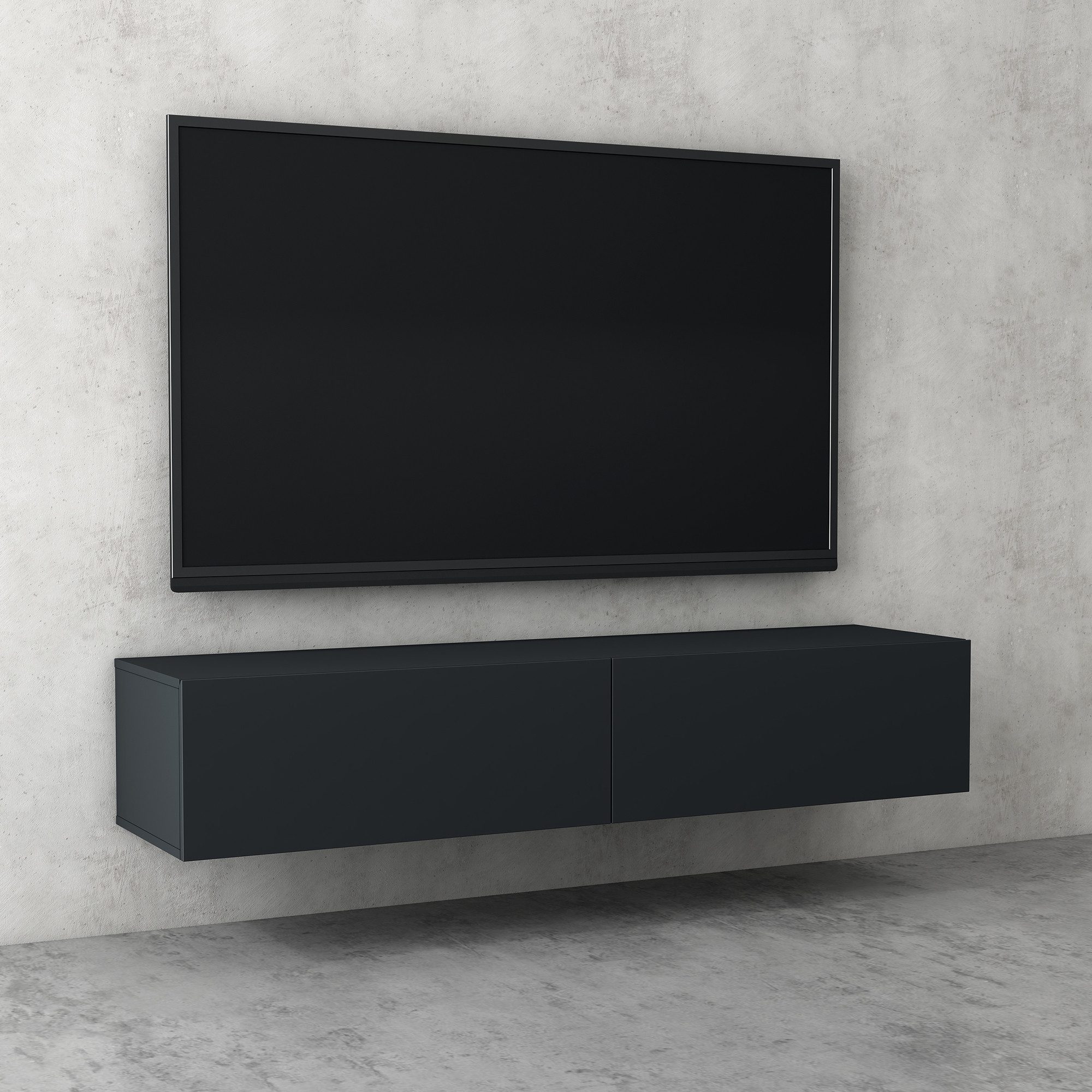 doporro TV-Board TV-Schrank Low-Board modern Fernsehtisch Wandmontage H:30cm F02< 2000 – Bild 3 von 5