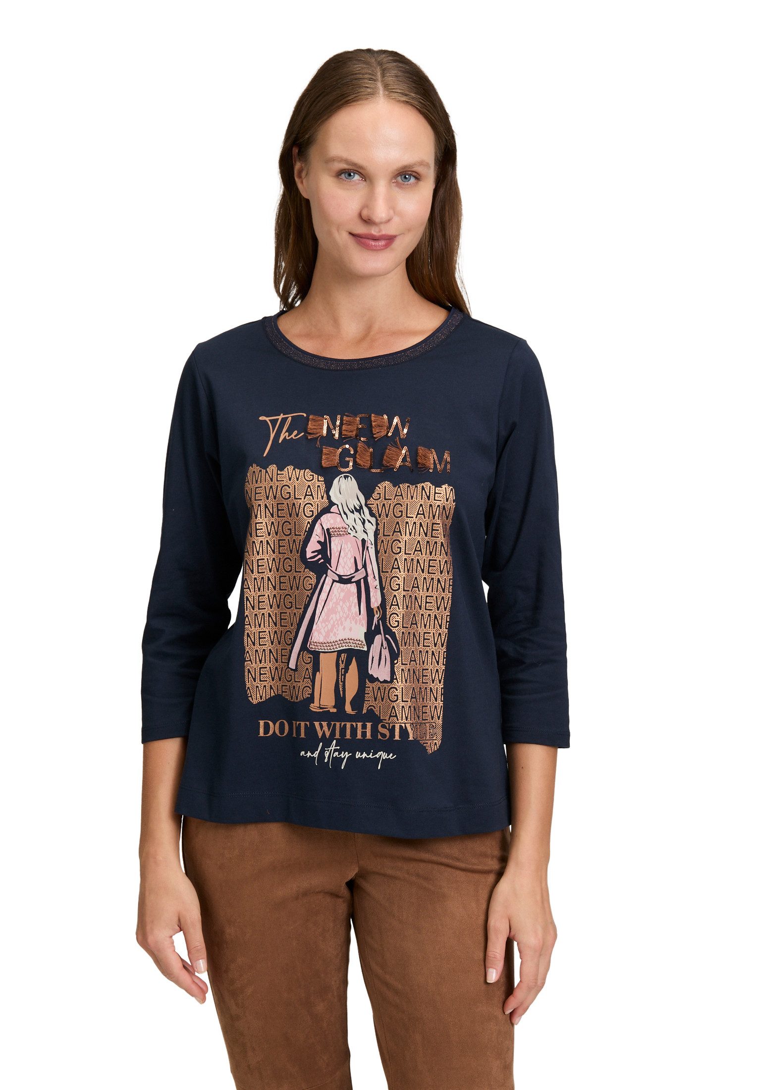 Betty Barclay 3/4-Arm-Shirt Damen Basic Shirt mit Rippbündchen (1-tlg) günstig online kaufen