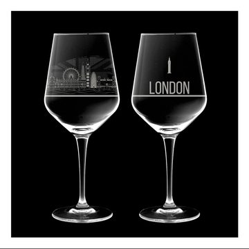 3forCologne Weinglas 2er Set Weinglas London in schöner Geschenkbox Hochwertiger Siebdruck im eleganten Ätzweiß, detaillierter als Gravur Geschenkidee für Muttertag, Vatertag, Geburtstag MADE IN GERMANY
