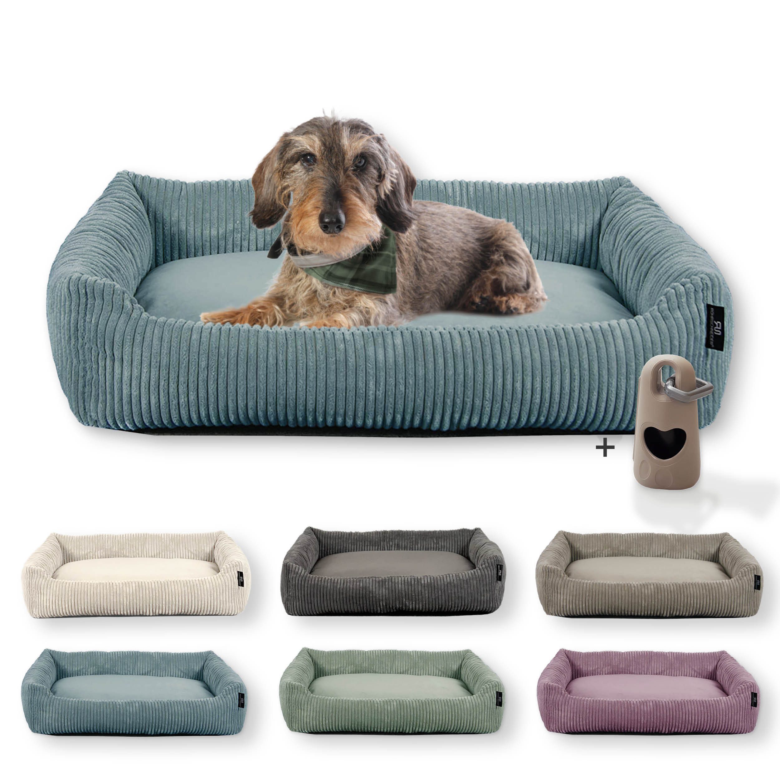 Rohrschneider Tierbett Hundebett Hundekorb Cordstoff, inkl. Gassibeutel