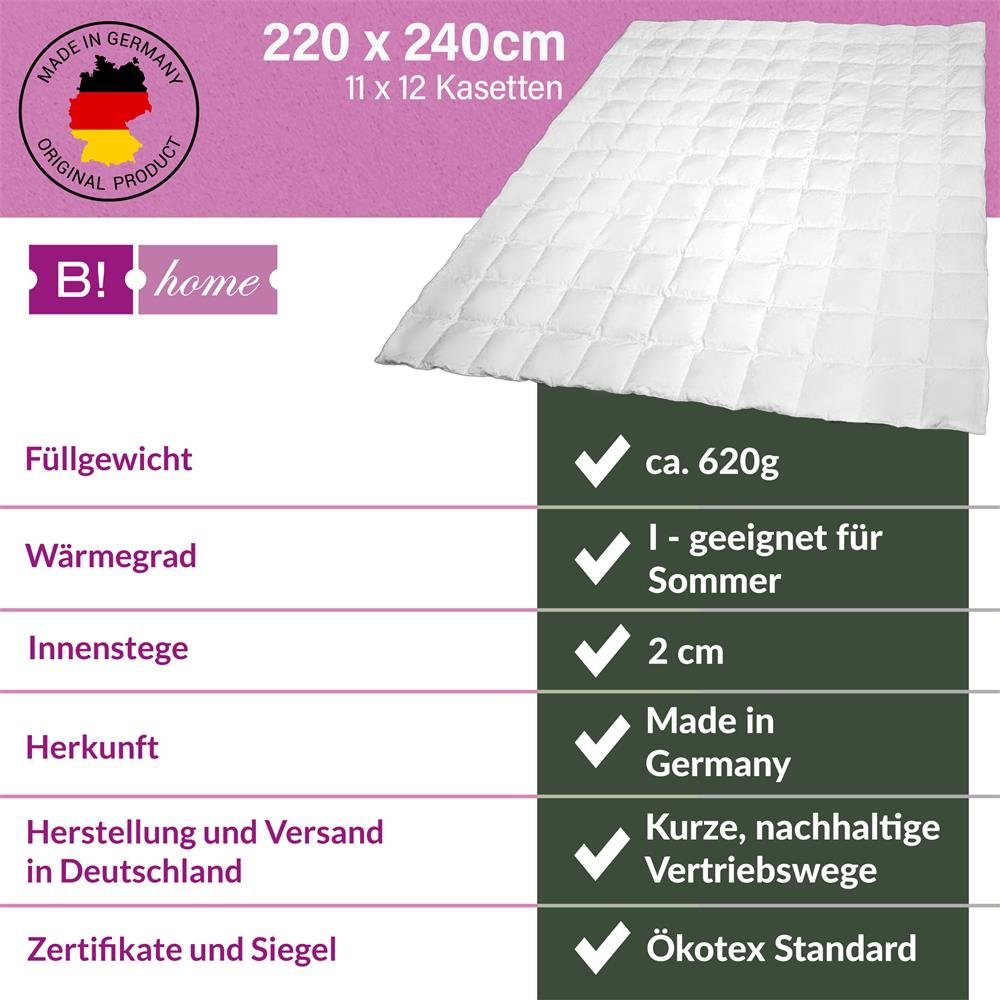 B!HOME Daunenbettdecke B!HOME Sommerdecke Daunen 220x240cm (620g), Füllung: 100% Daunen, Bezug: 100% Baumwolle, 100% Daunen