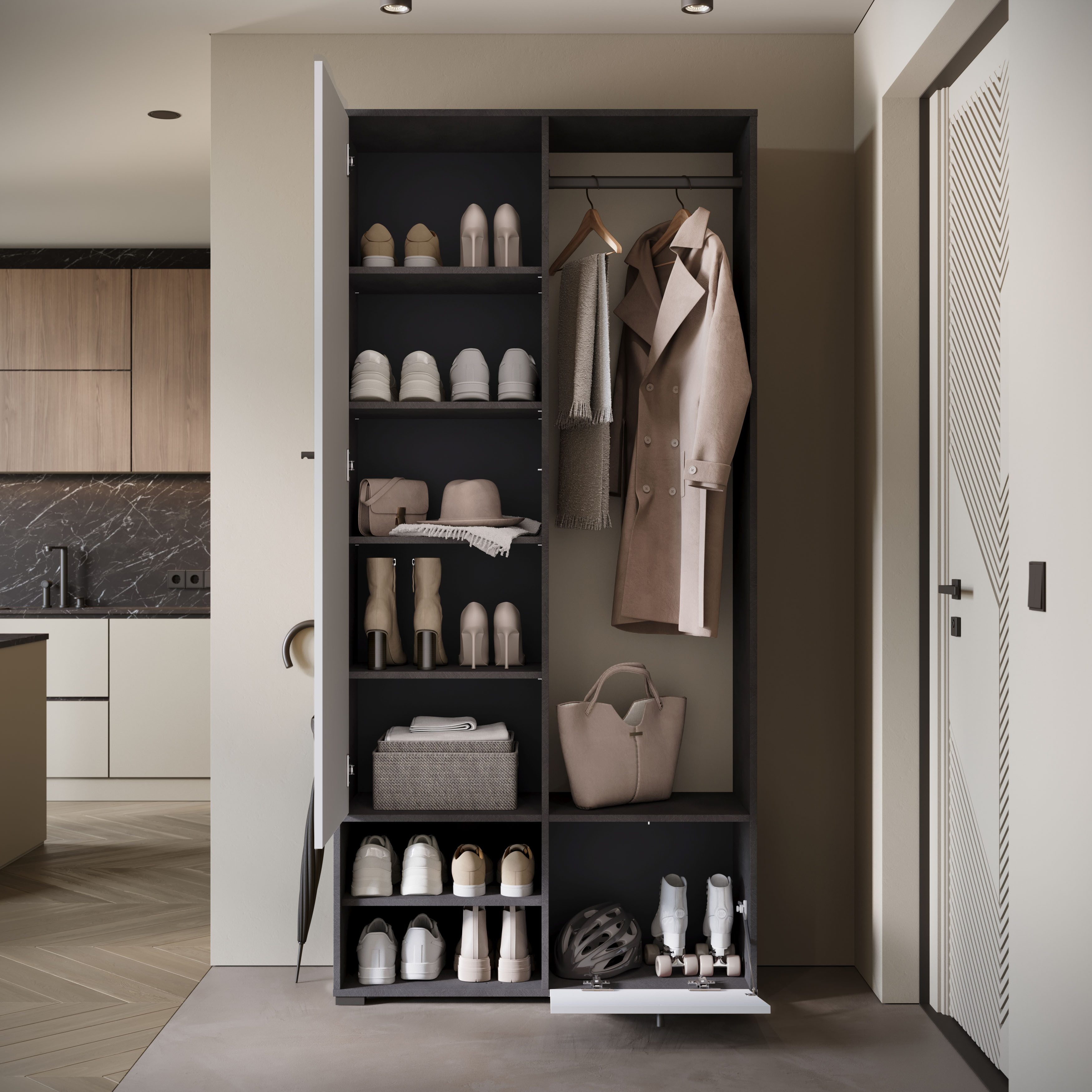 Home affaire Garderobenschrank DINO Kompaktgarderobe, Garderoben-Set DINO Mit Spiegel und Kleiderstange, 90 cm breit, Türanschlag wechselbar – Bild 5 von 5