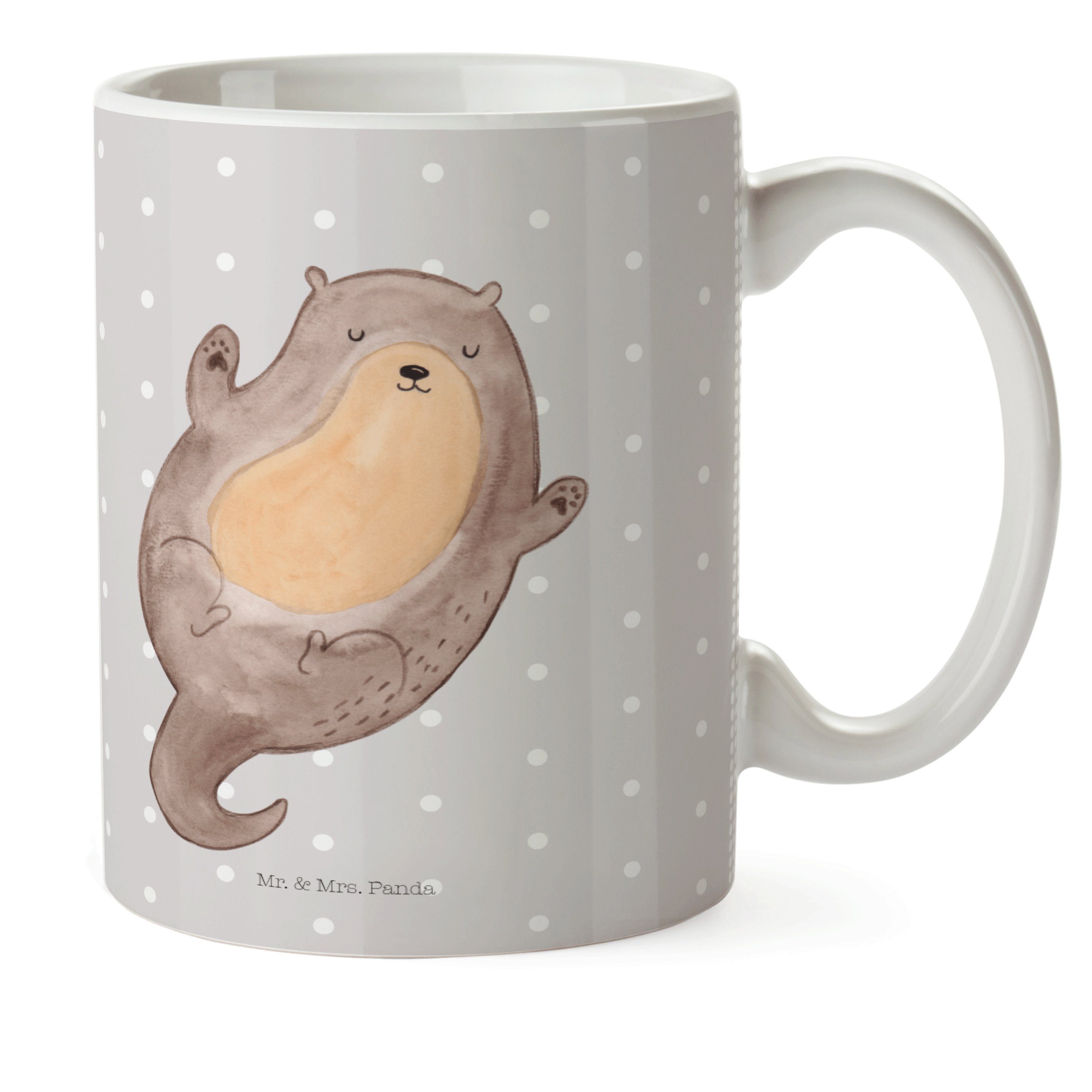 Mr. & Mrs. Panda Kinderbecher »Otter Umarmen - Grau Pastell - Tasse