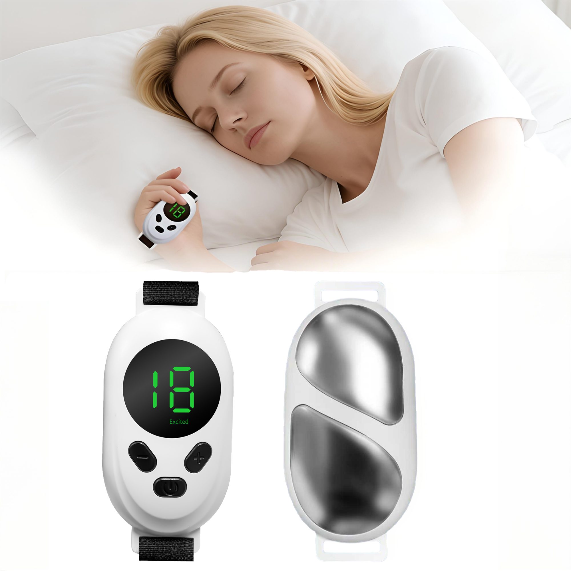ibettertec Armband Elektronisches schlafhilfegerät Armband,Handheld Einschlafhilfegerät (Wiederaufladbare, tragbare, Smartarmband), Einschlaf- und Durchschlafhilfe,2 Modi & 18 einstellbare