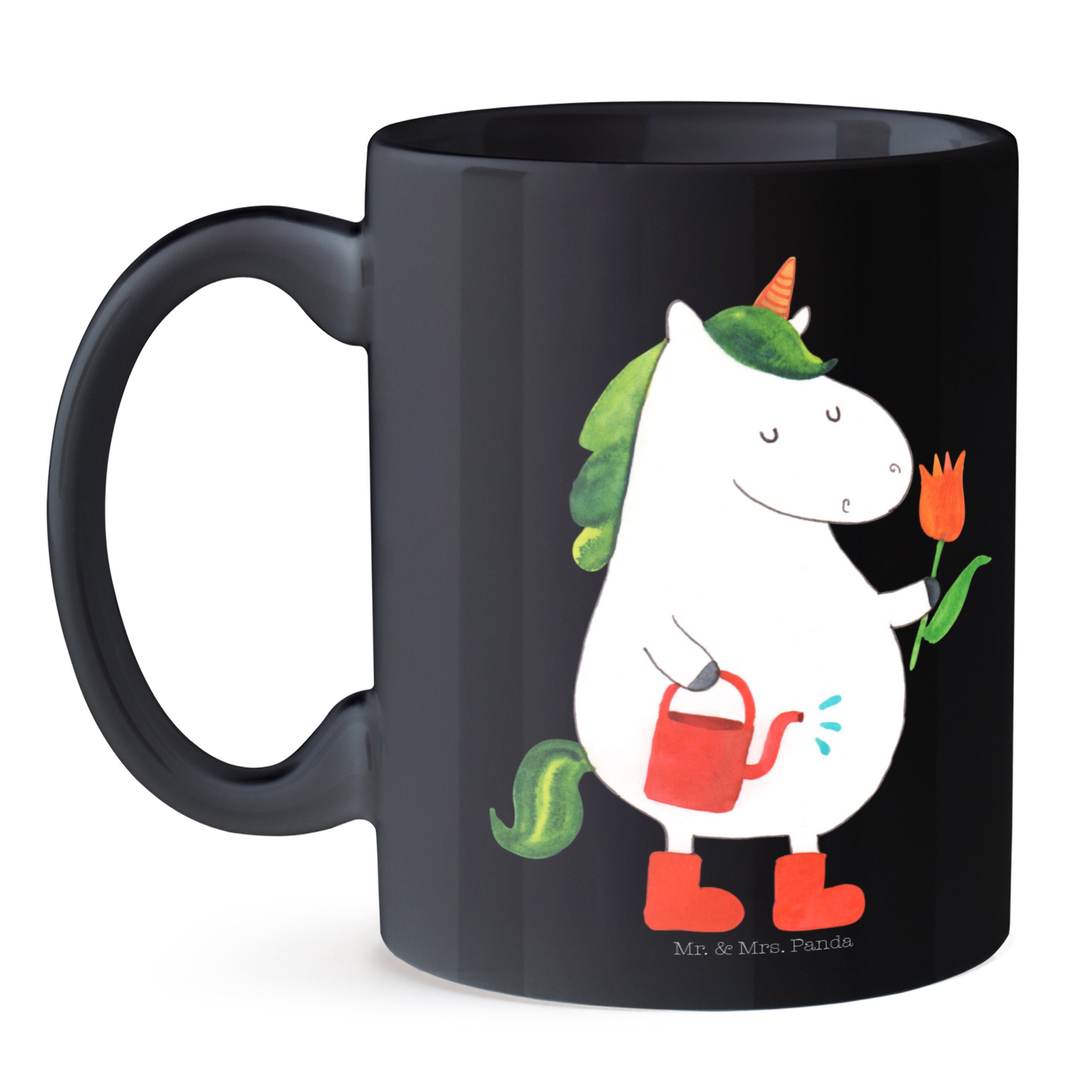 Panda & - Einhorn Geschenk, Unicorn, - Kaffeetasse, Pegasus, Mrs. Tasse Schwarz Keramik Mr. Schwarz Gärtner