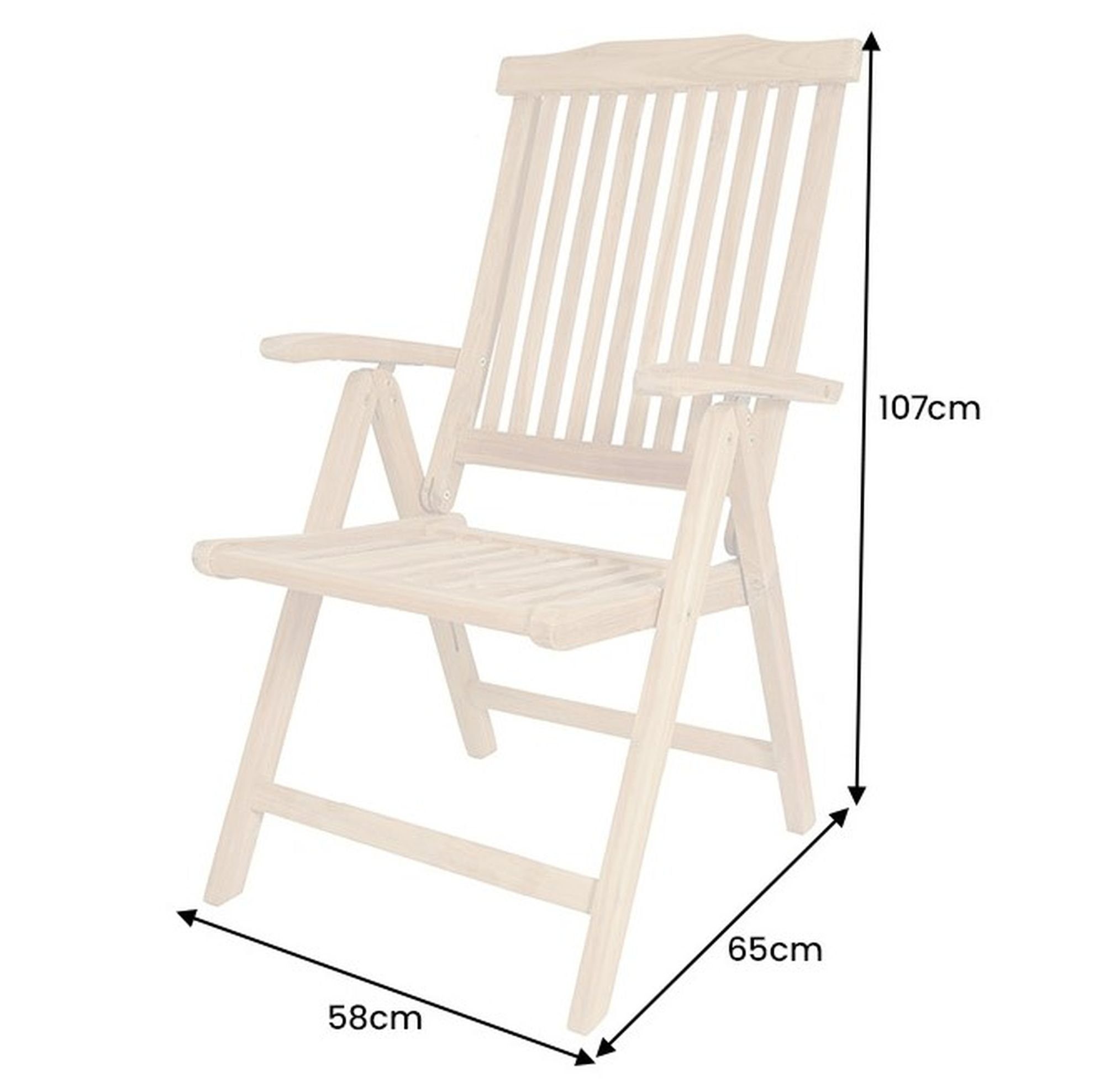 RELIFE 5-Positionen LebensWohnArt Teak Klassischer Gartenstuhl klappbar Stuhl
