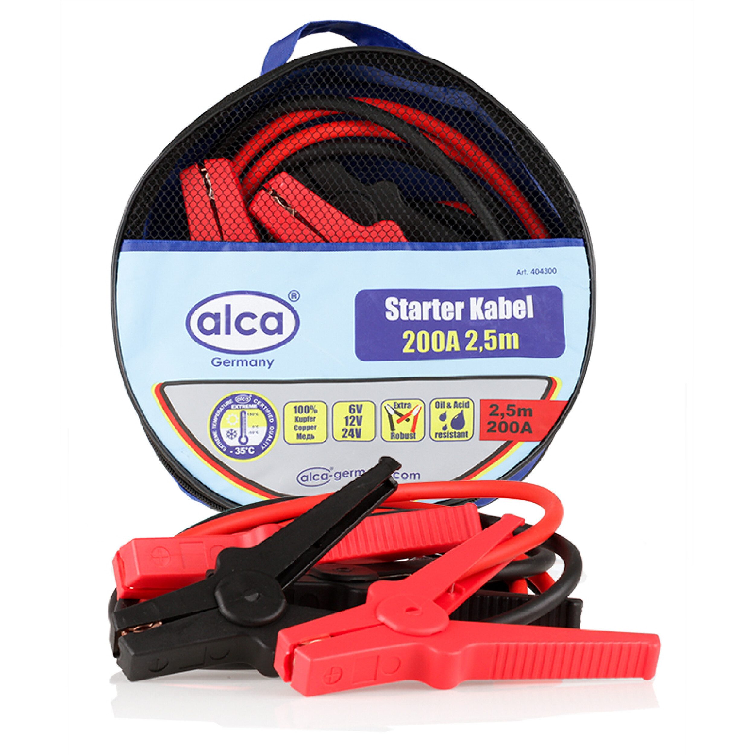 alca Starthilfekabel max. 200 A - 2,51 qmm - 2 x 2,5 m Vollkupfer mit Starthilfekabel, (250.0 cm)