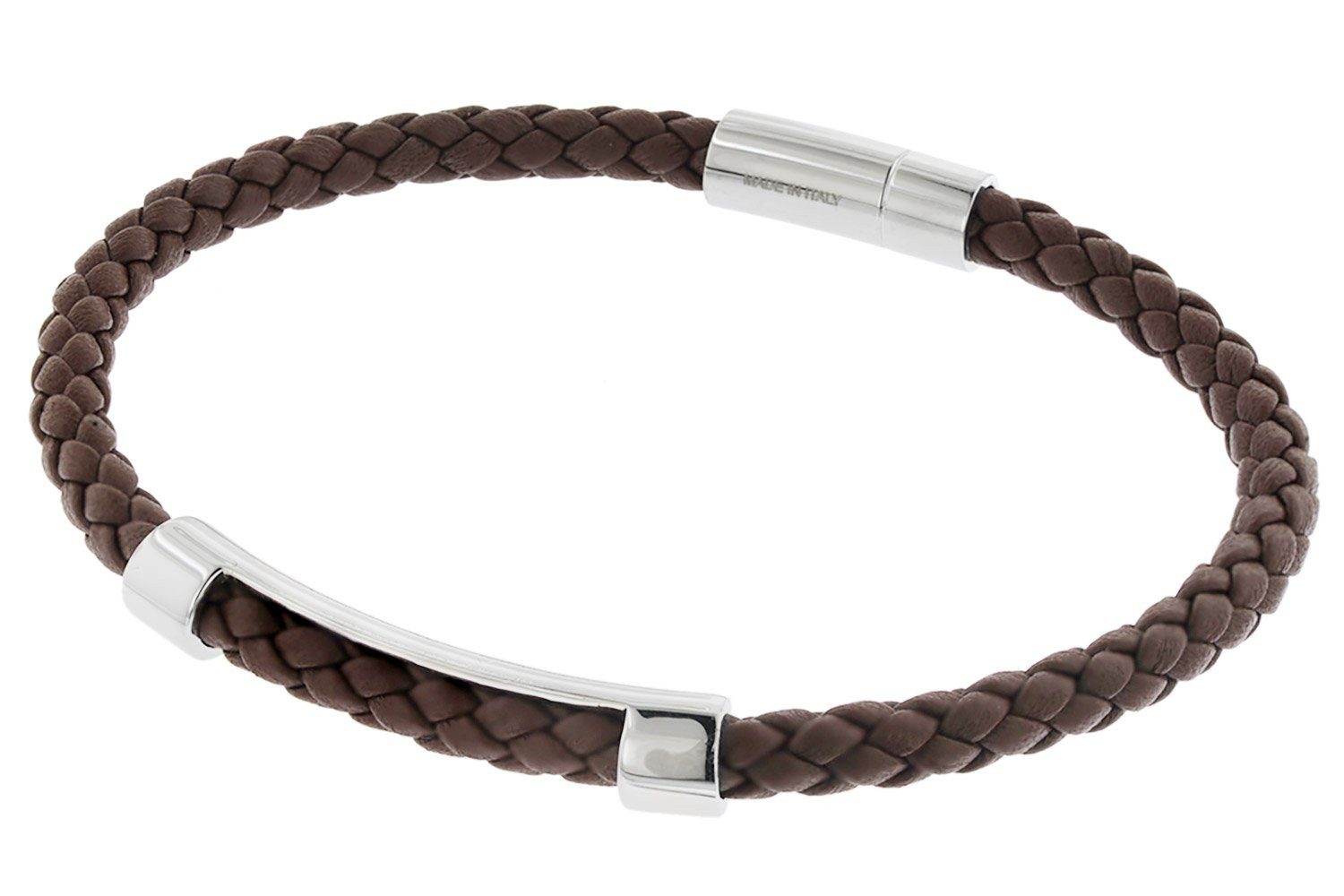Edelstahlarmband Herren-Leder Braun Benni