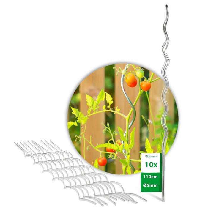 Novatool Spalier 10 Tomatenstäbe 110 cm 5 mm ØSpar-Set 10 St. verzinkt Rankstäbe Tomatenstangen Rankhilfe Blumenhalter Pflanzstäbe