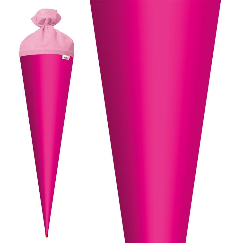 Rot(h)-Spitze rund Zuckertüte pink Basteltüte cm, Filz-Verschluss 70 Einschulung Schultüte Roth
