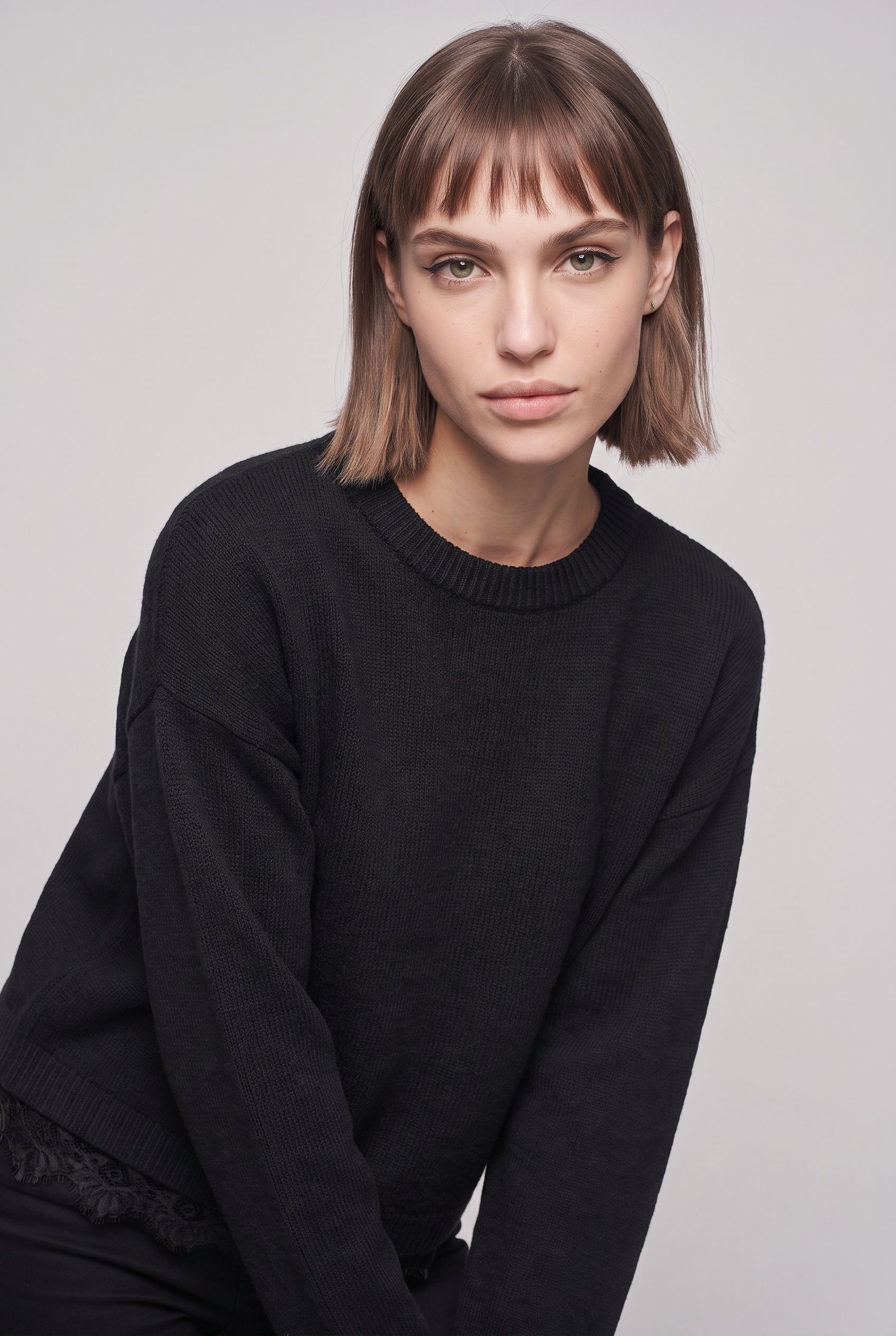 ONLY Strickpullover ONLALIVIA LS LACE O-NECK CS KNT Materialmix, regular fit