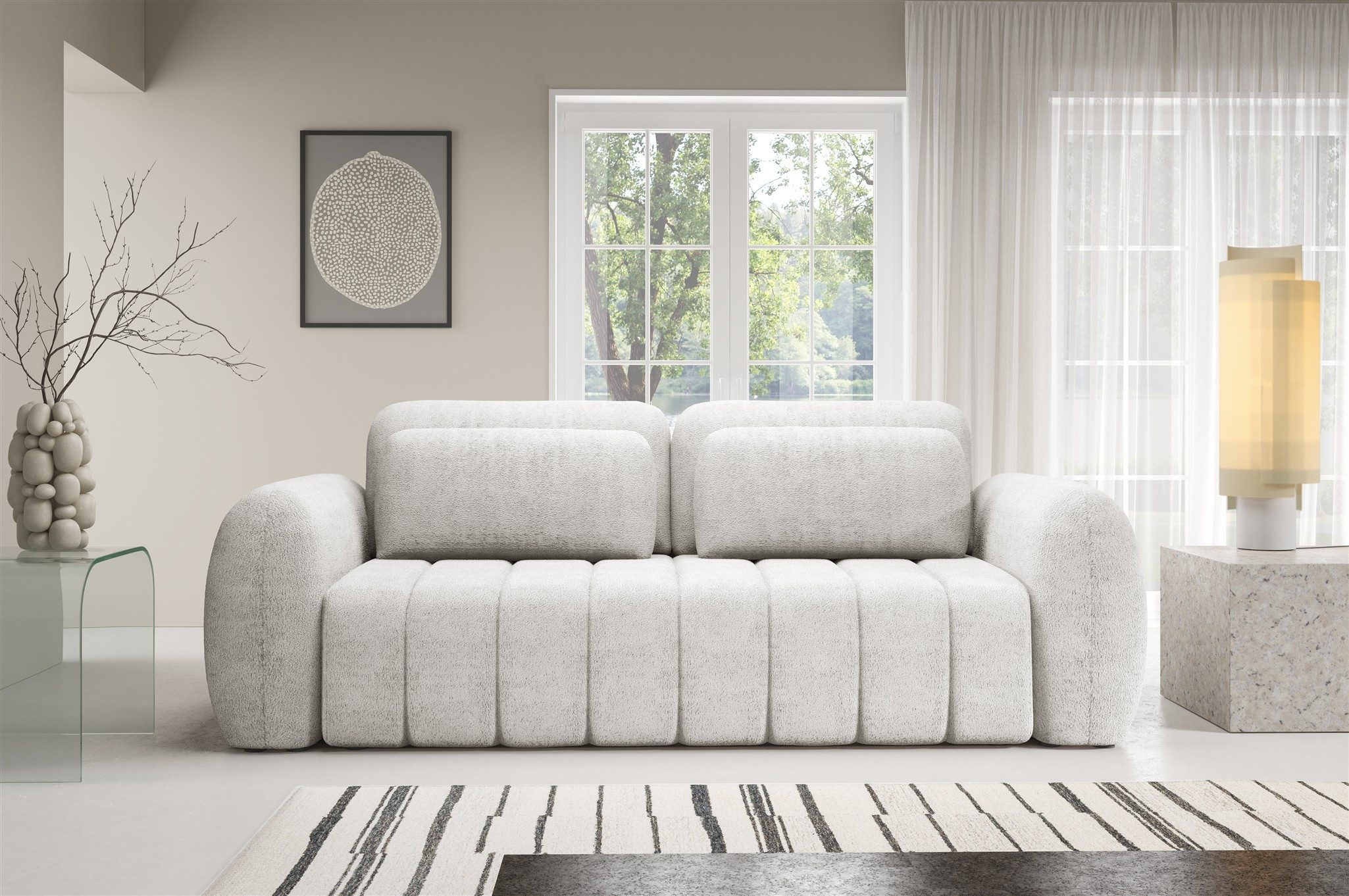 Fun Möbel 3-Sitzer Schlafsofa CARIA Sofa in Stoff Quelle, mit Bettkasten, Rundumbezug