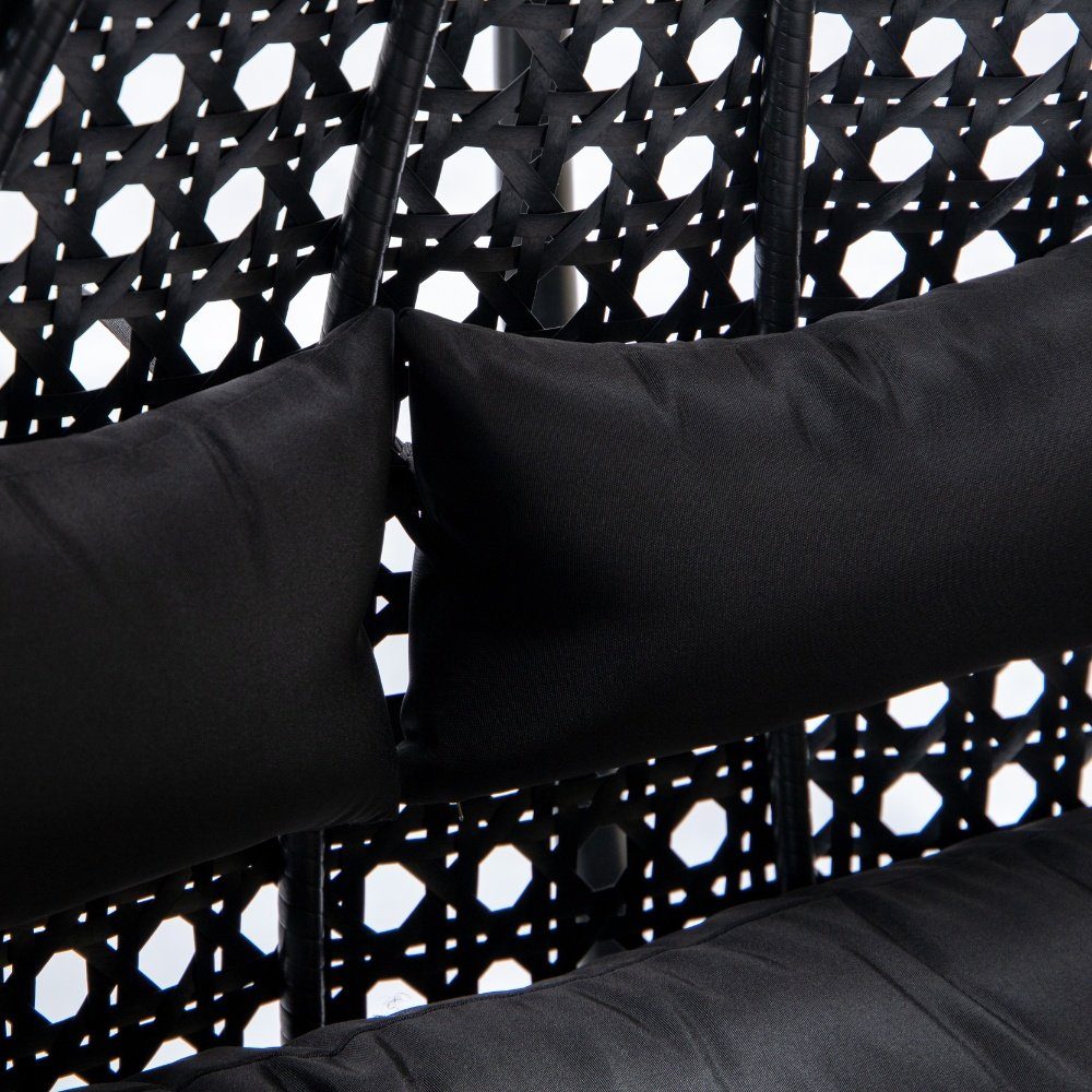 HOME DELUXE Hängesessel Polyrattan Hängesessel TWIN - Korb + Kissen (Set, 2-St., Korb und Kissen), inklusive Sitz-, und Rückenkissen, UV-beständig, Hängestul, Hängesitz