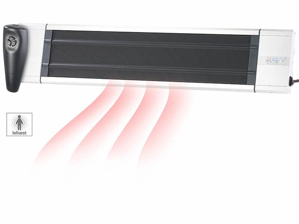 Semptec Heizstrahler Infrarot-Dunkelheizstrahler RA-324 Timer Fernbedienung 2.400 Watt IP55, 2400 W, zwei Heizstufen 1200W u. 2400W