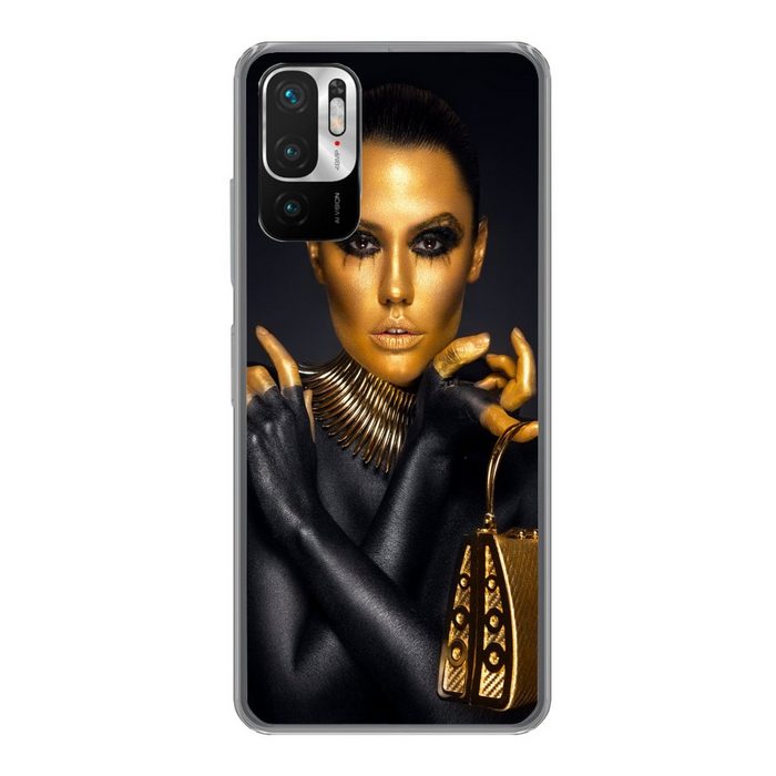 MuchoWow Handyhülle Make-up - Tasche - Gold - Luxus - Frau Phone Case Handyhülle Xiaomi Redmi Note 10 5G Silikon Schutzhülle