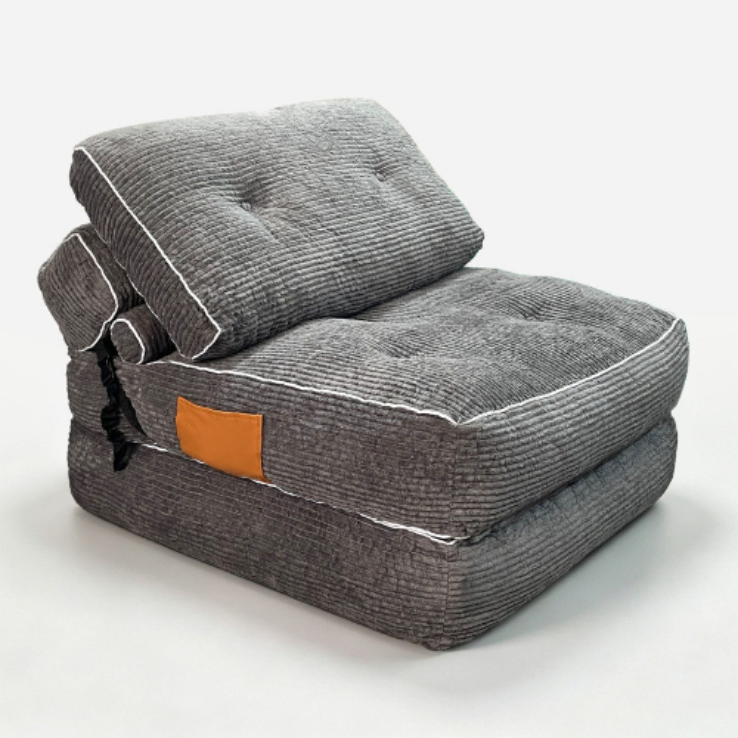 ANYSUN Loungebett Klappbarer Sitzsack, Schlafsessel mit Lehne & Tasche, 90×100×80 cm, Faltsofa & Gästebett, ohne Montage, ausgeklappt 190 × 90 × 45 cm