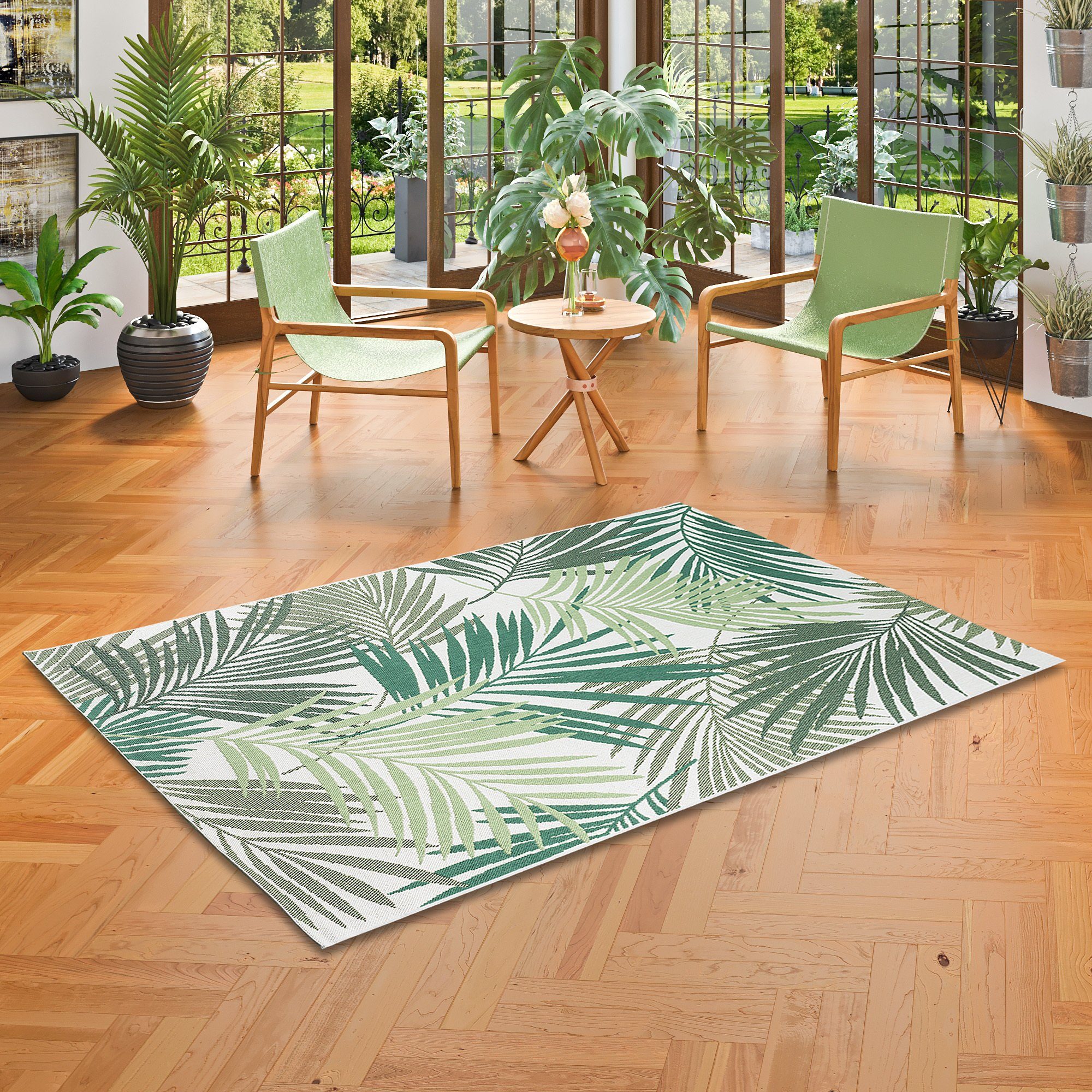 Outdoorteppich In- und Carpetto Pergamon, Blätter, Höhe: Teppich 6 mm Rechteckig, Outdoor