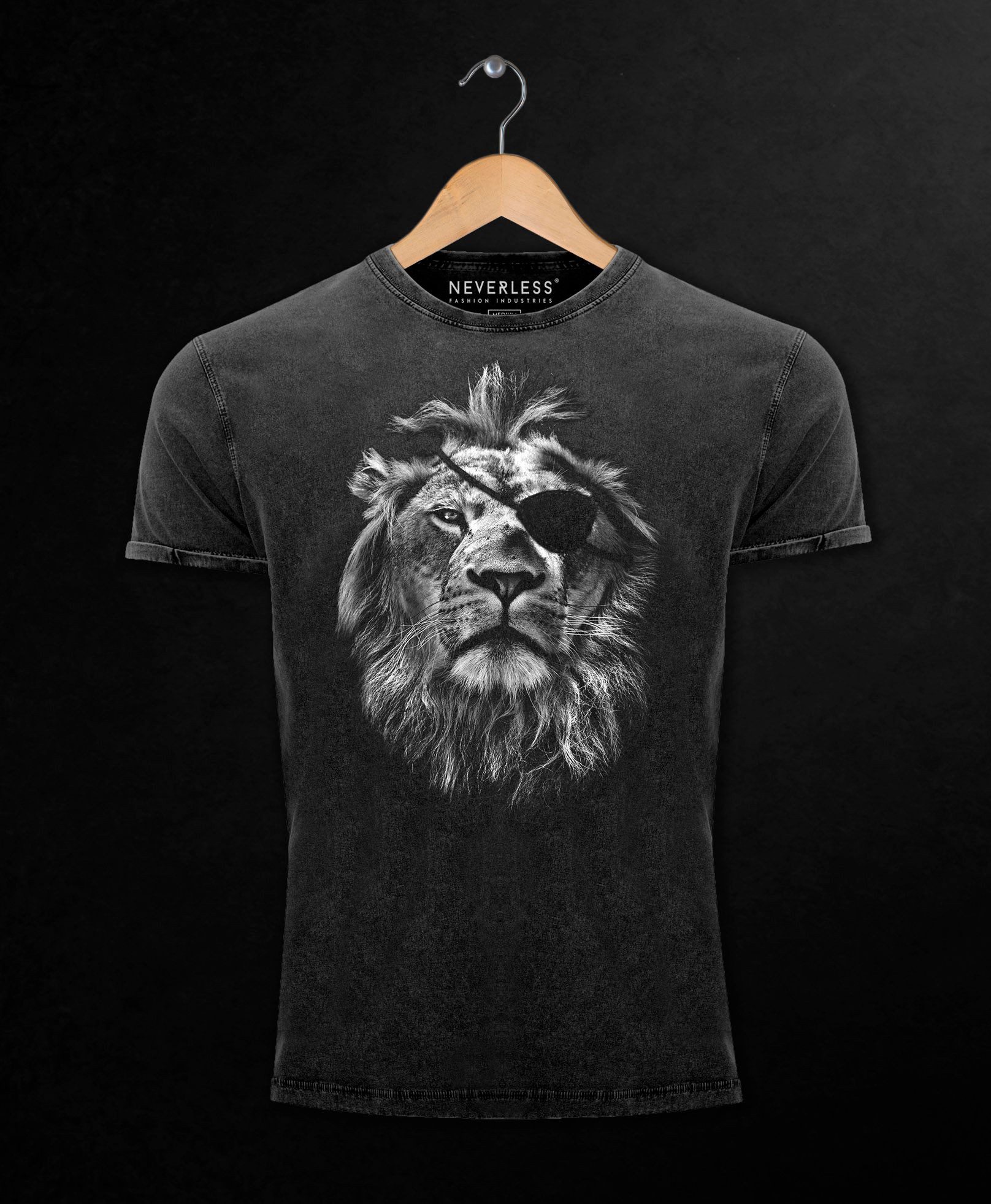 Neverless Print-Shirt Cooles Angesagtes Herren T-Shirt Vintage Shirt Löwe Lion Aufdruck mit Print