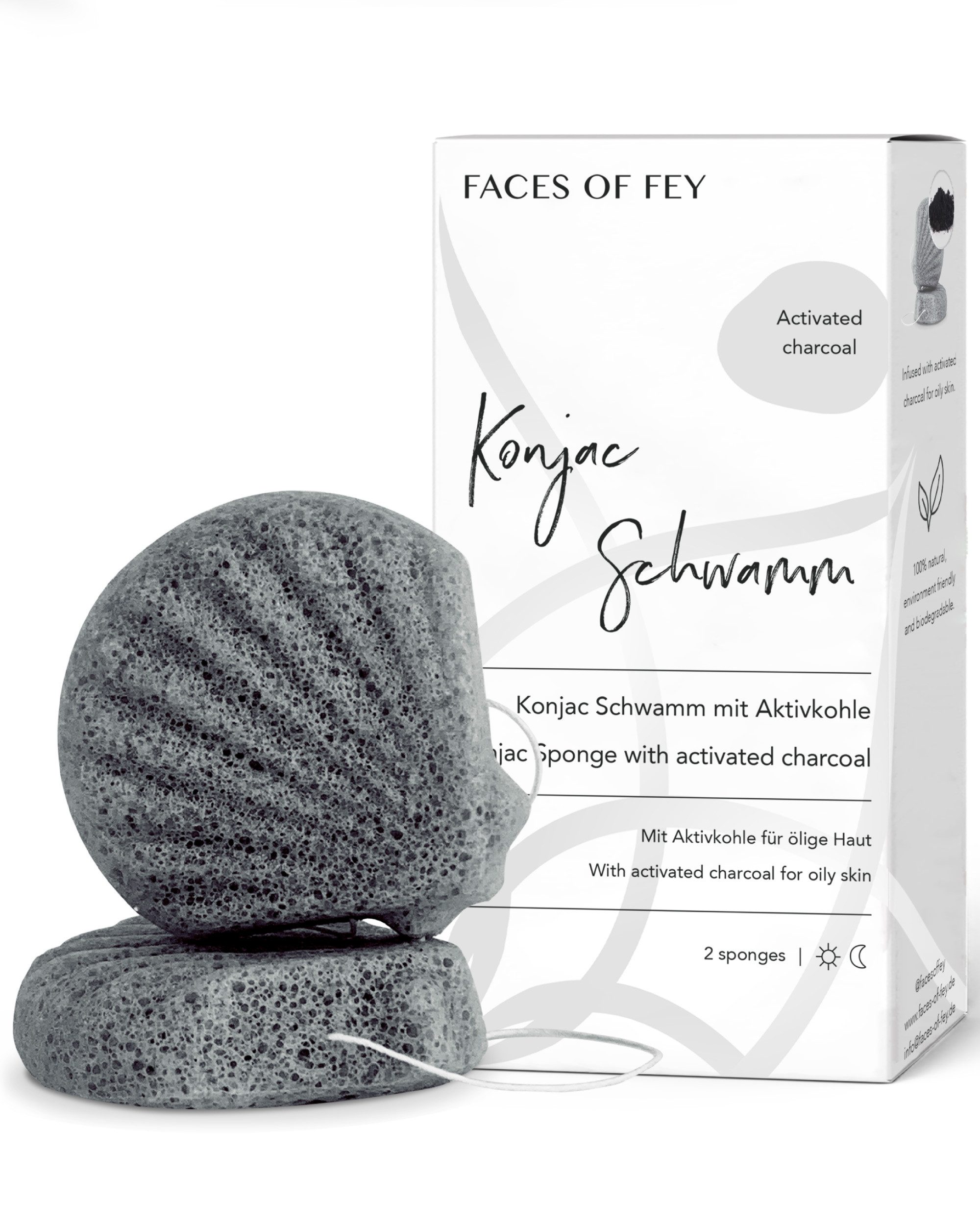 FACES OF FEY Gesichtsreinigungsschwamm Konjac Sponge, Sanfte Reinigungsschwämme - 100% biologisch abbaubar