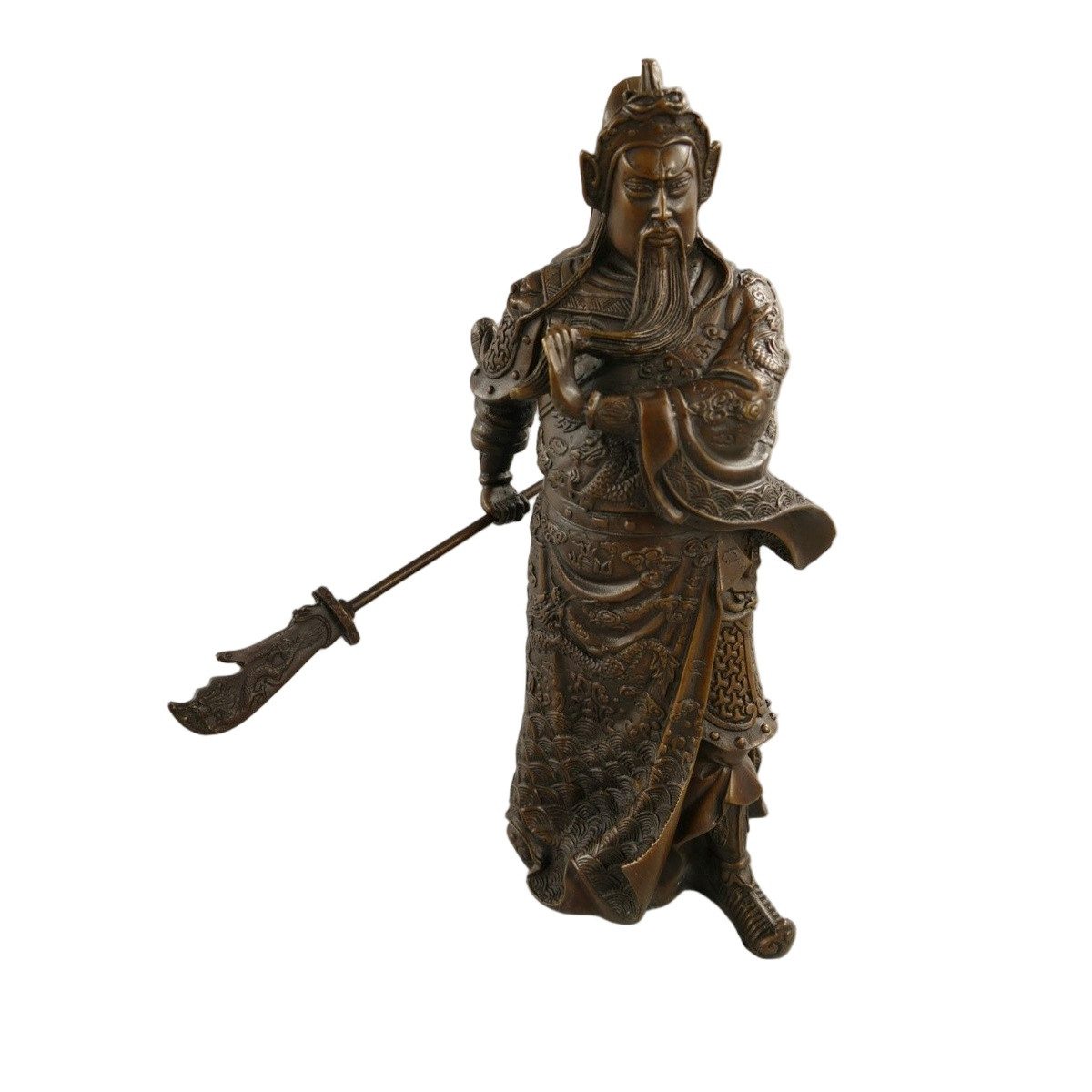 Antikas Wanddekoobjekt Premium Bronzefigur chinesischer General, patiniert, hochwertig, H.28