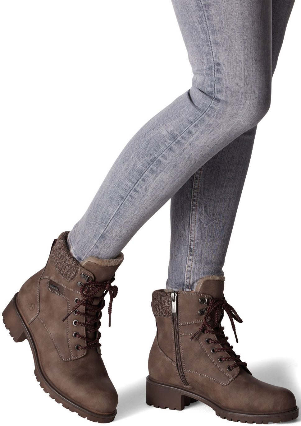 Tamaris Winterboots Blockabsatz, Schnürboots, Winterstiefelette mit Duo Tex-Ausstattung