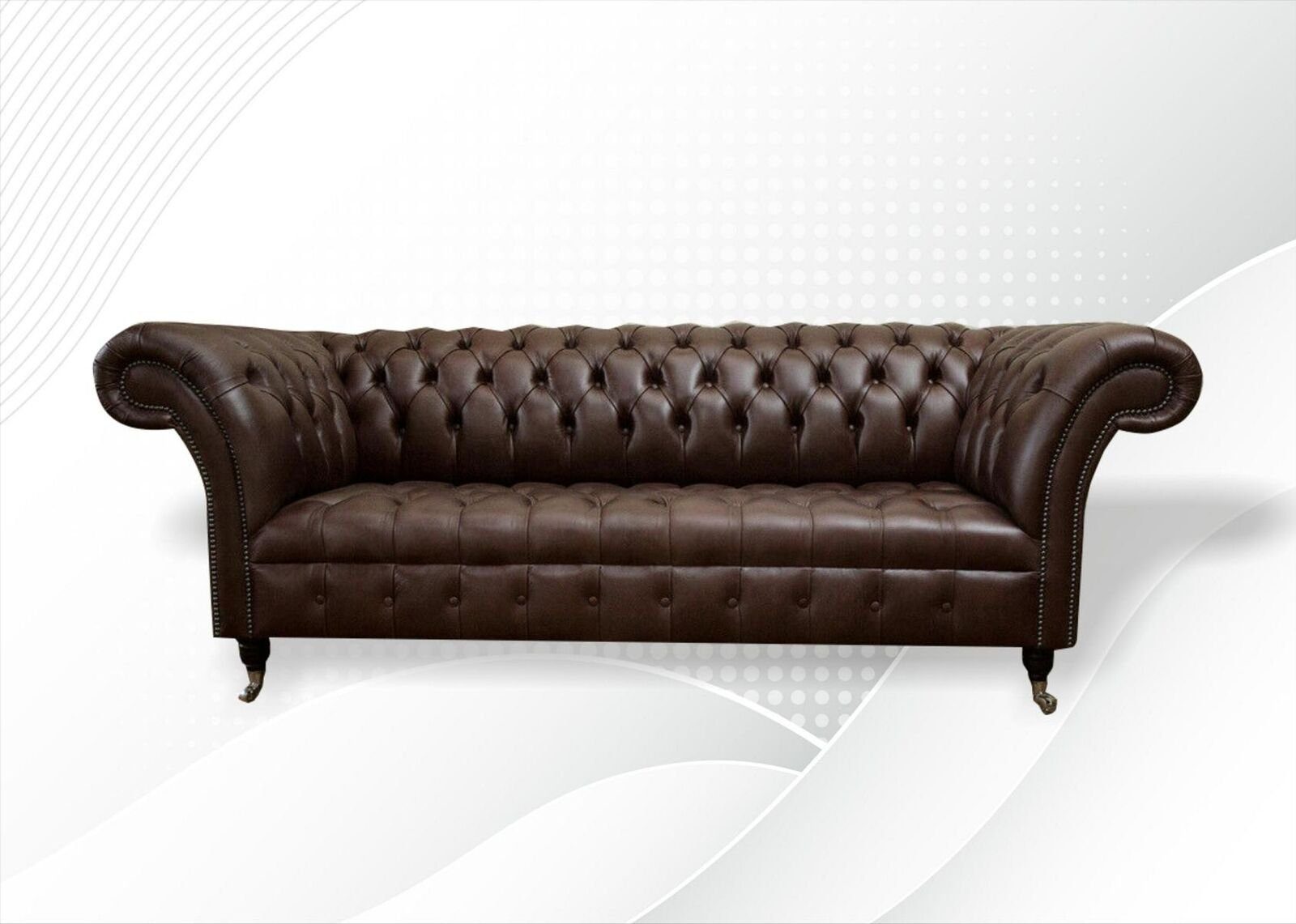 Chesterfield-Sofa Chesterfield 3 Sitzer Braun Sofa Möbel Luxus 100% Leder Sofort