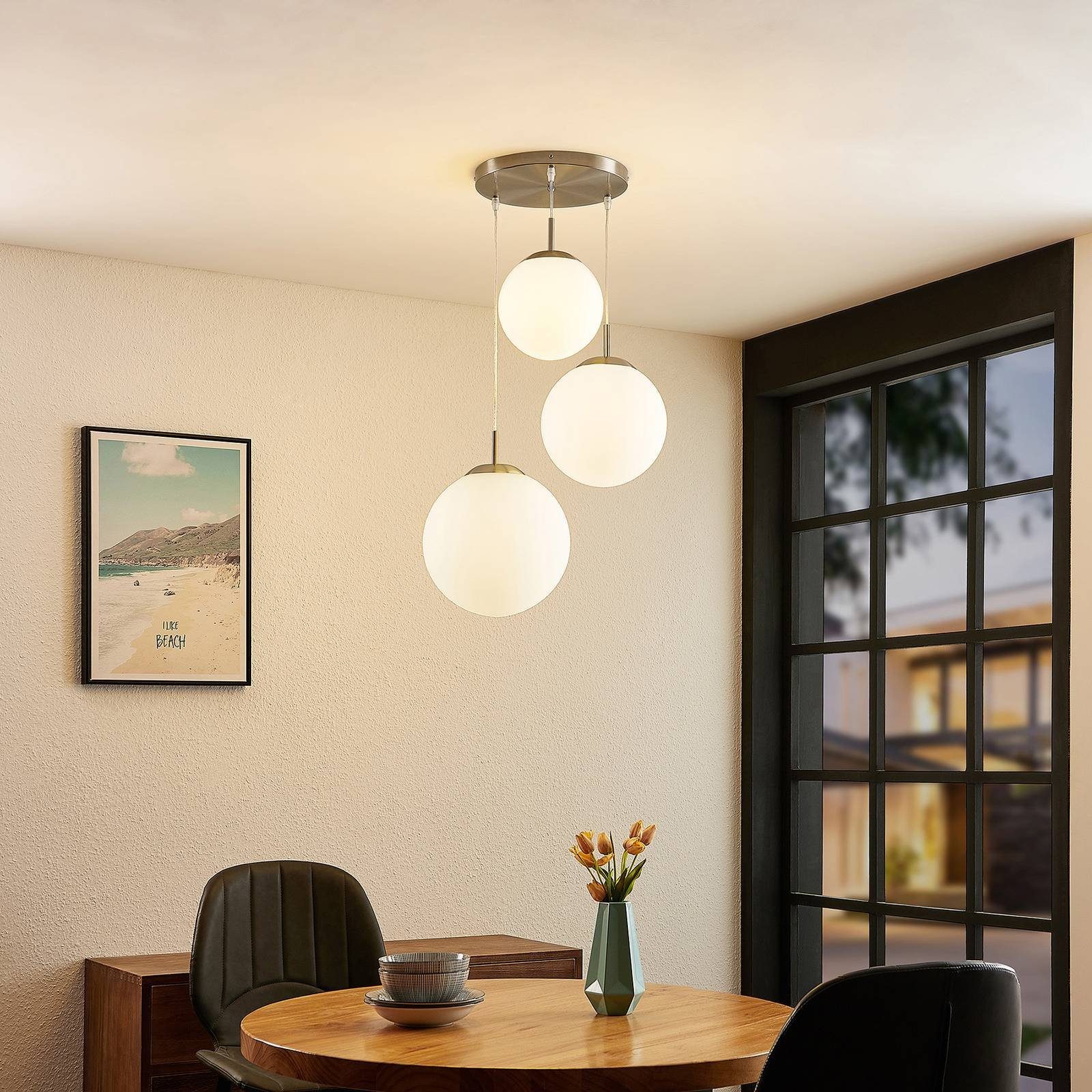 Lindby Hängeleuchte Heleska, Metall, Weiß IP20, 3 x 15 W