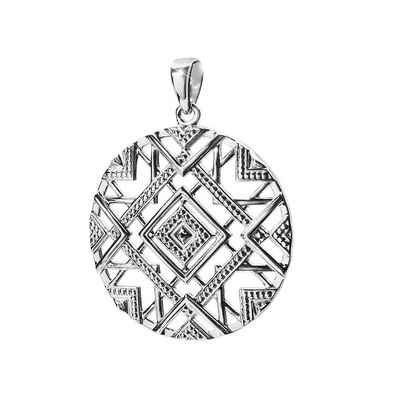 Materia Kettenanhänger Ornamente Geometrisch Rund Ø30mm KA-419, 925 Sterling Silber, rhodiniert