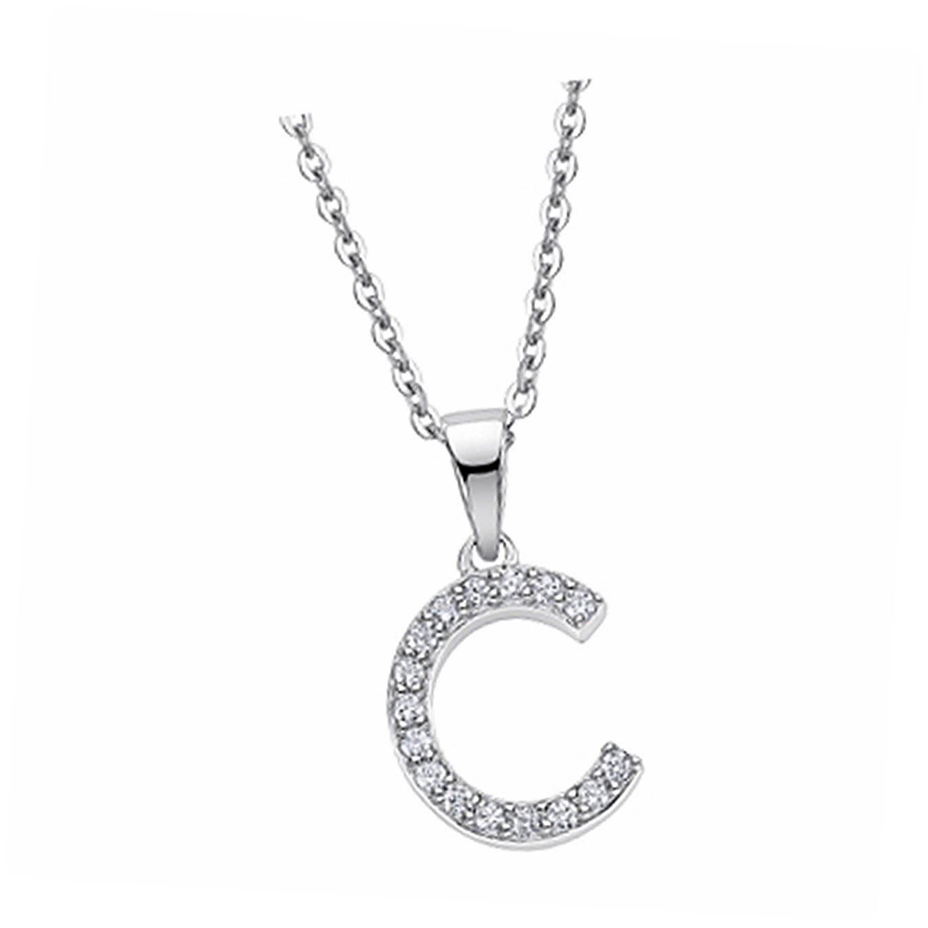 LOTUS SILVER Silberkette Lotus Silver Buchstabe C Halskette (Halskette), Halskette Buchstabe C 42cm, 925 Sterling Silber, Farbe: silber, weiß