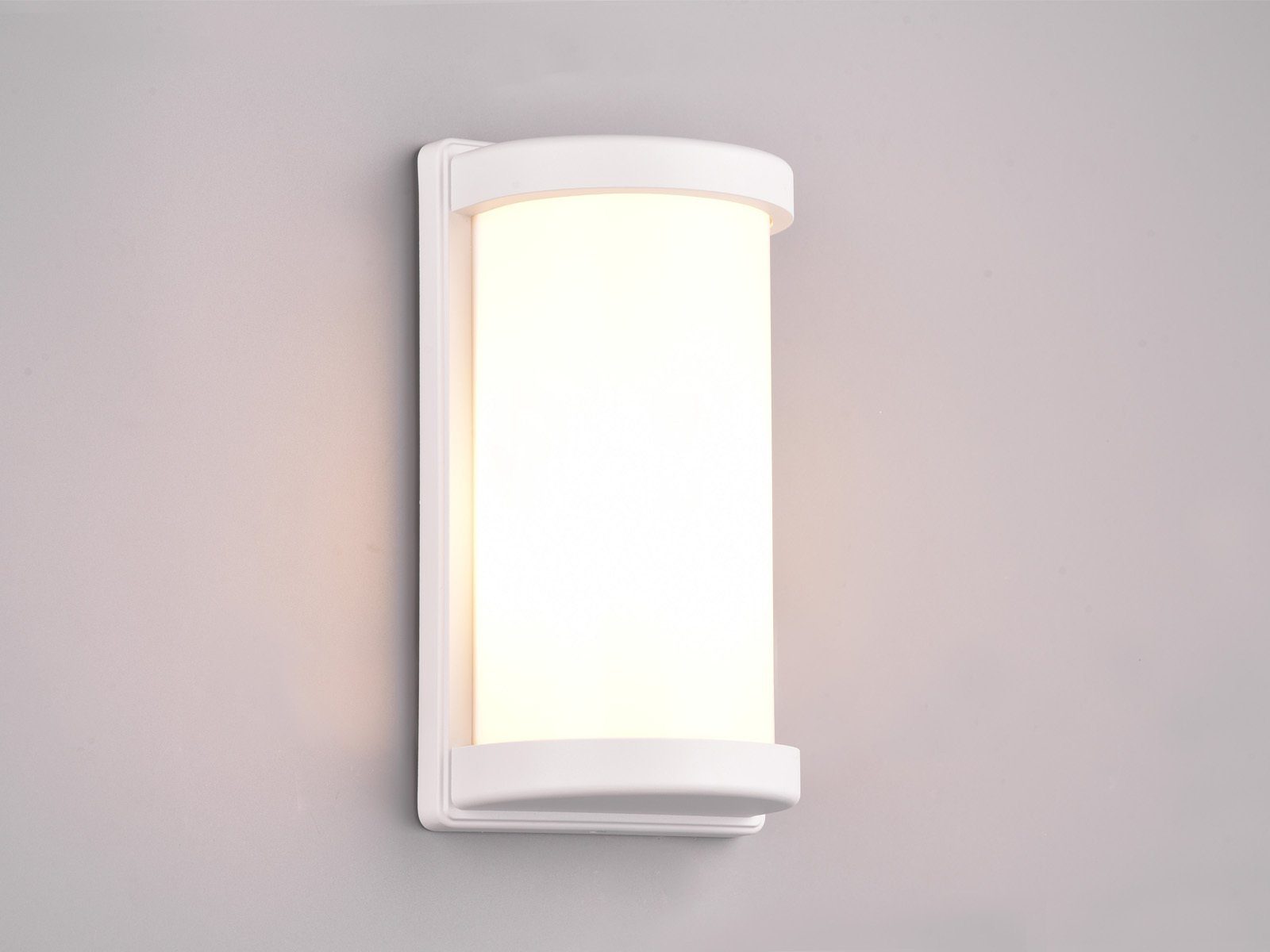 meineWunschleuchte LED Außen-Wandleuchte, LED wechselbar, Warmweiß, Fassadenlampe für Haus-wand beleuchten, Terrassenleuchte Weiß, H: 26cm