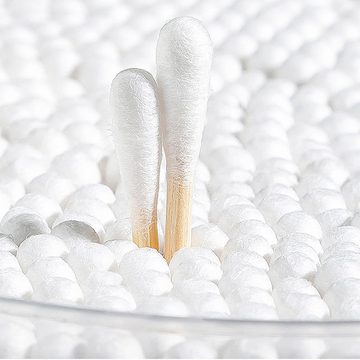 FIDDY Wattestäbchenspender 100% Baumwolle biologisch abbaubar & natürlich organisch(500 Stück), (500-tlg)