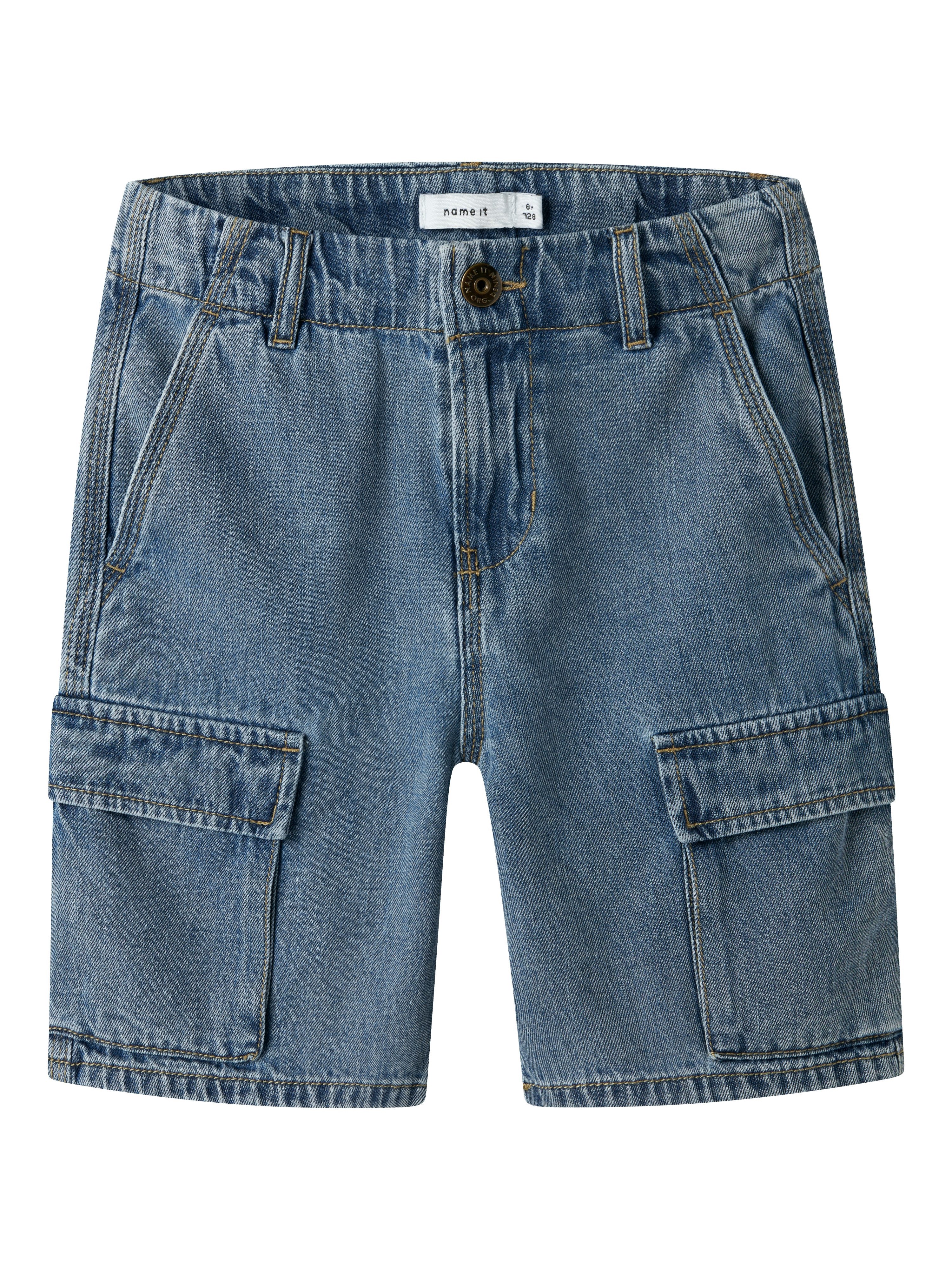 Name It Jeansshorts NKMRYAN L DNM CARGO SHORTS 8250-OZ Baumwolle, verstellbarer Bund, Used Look