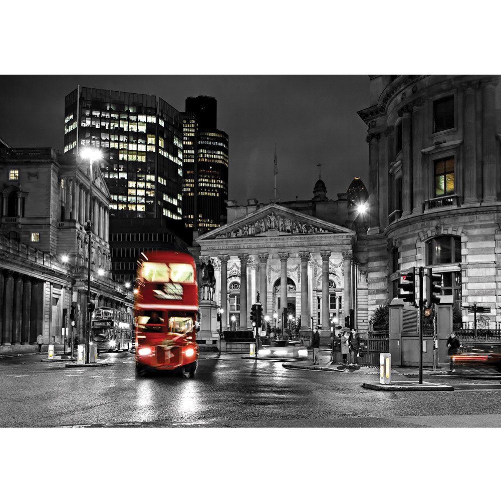 liwwing Fototapete Fototapete London Bus Lightning Nacht Skyline liwwing no. 538, London