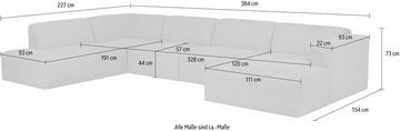 INOSIGN Wohnlandschaft Kelani, 384 cm, U-Form, XXL, mit dekorativer Knopfsteppung an den Armlehnen, Breite 384 cm