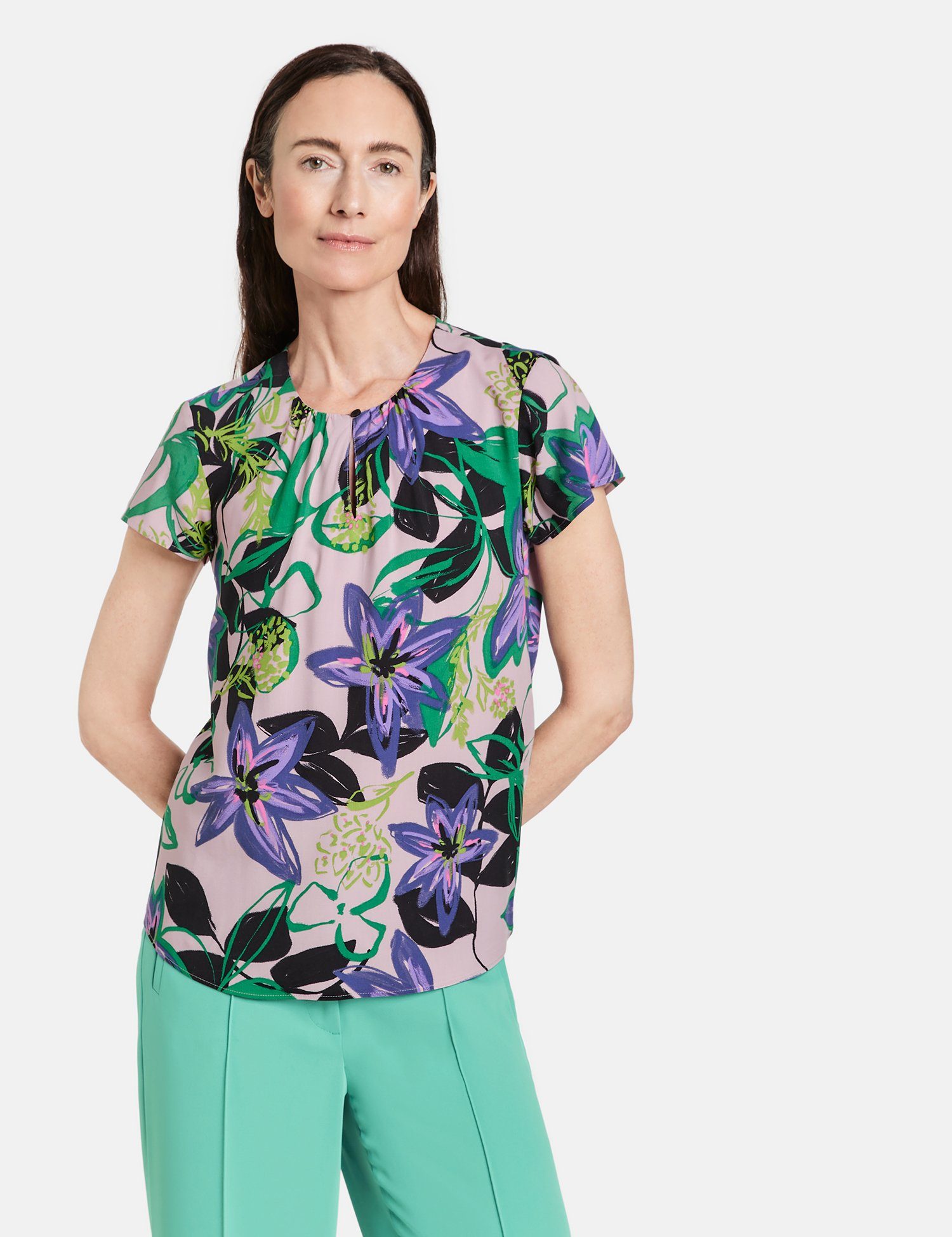 GERRY WEBER Klassische Bluse Блузкиshirt mit floralem Dessin