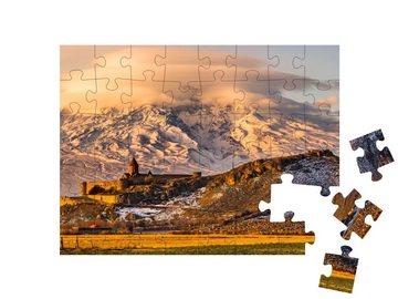 puzzleYOU Puzzle Berg Ararat mit dem Kloster Khor Virap, Armenien, 48 Puzzleteile, puzzleYOU-Kollektionen Armenien