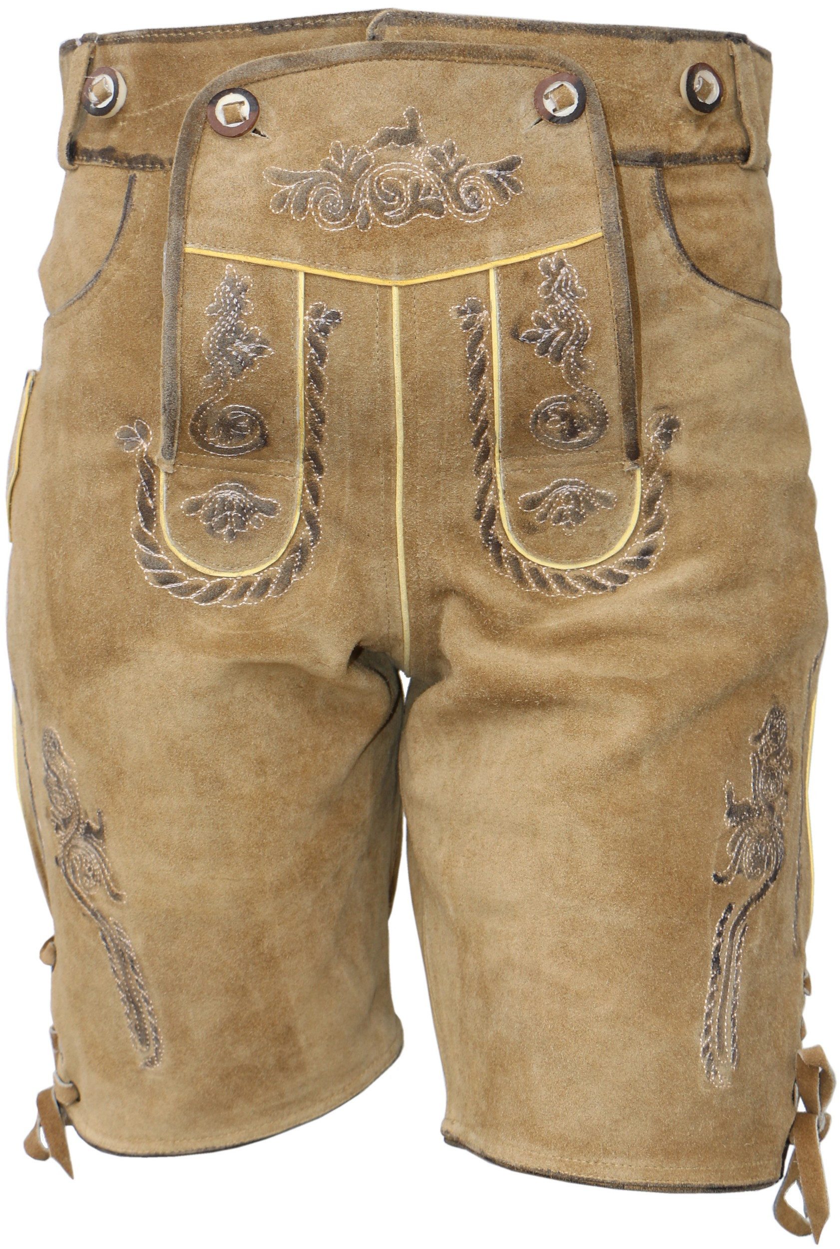 La Chasse® Lederhose Trachten-Lederhose "Wörgl" mit Stickerei und Hosenträger kurz Oefele